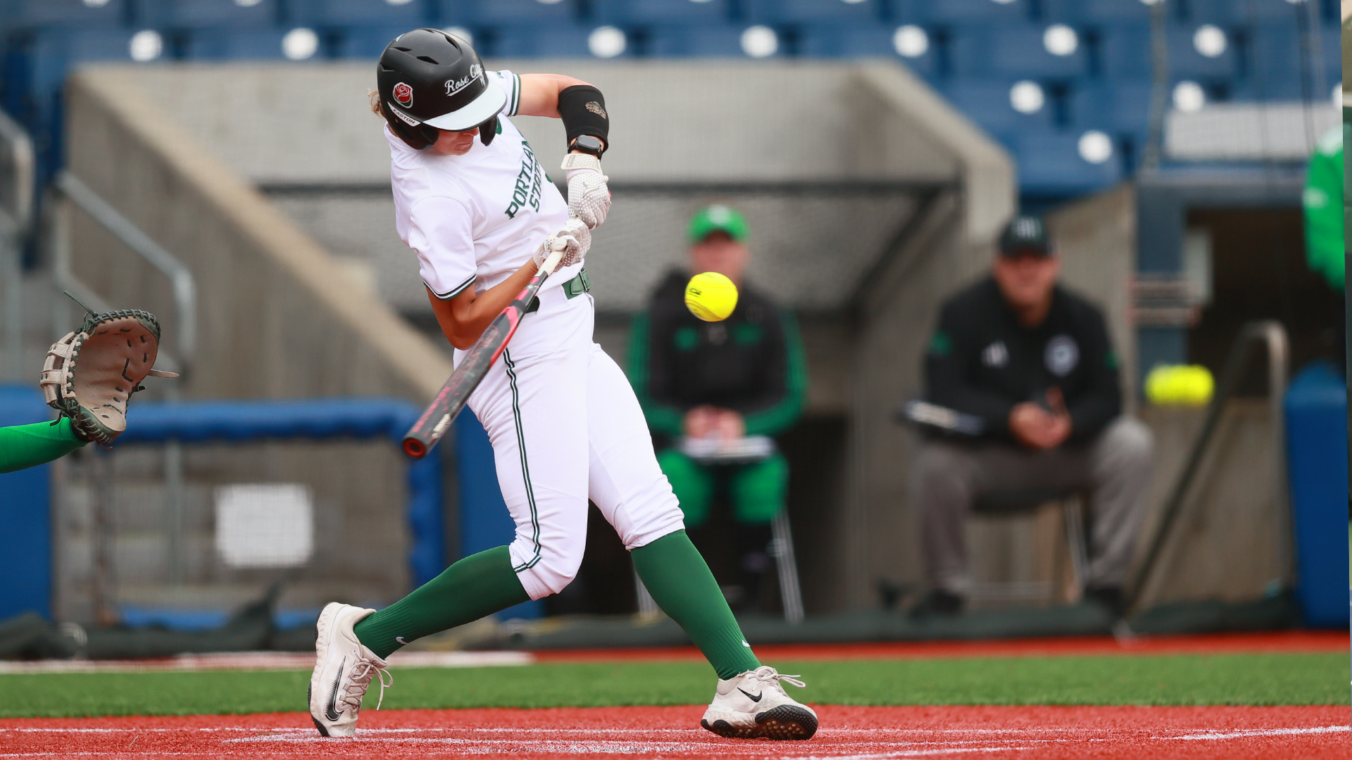 Abigail Carsley swings at a pitch vs. North Dakota 