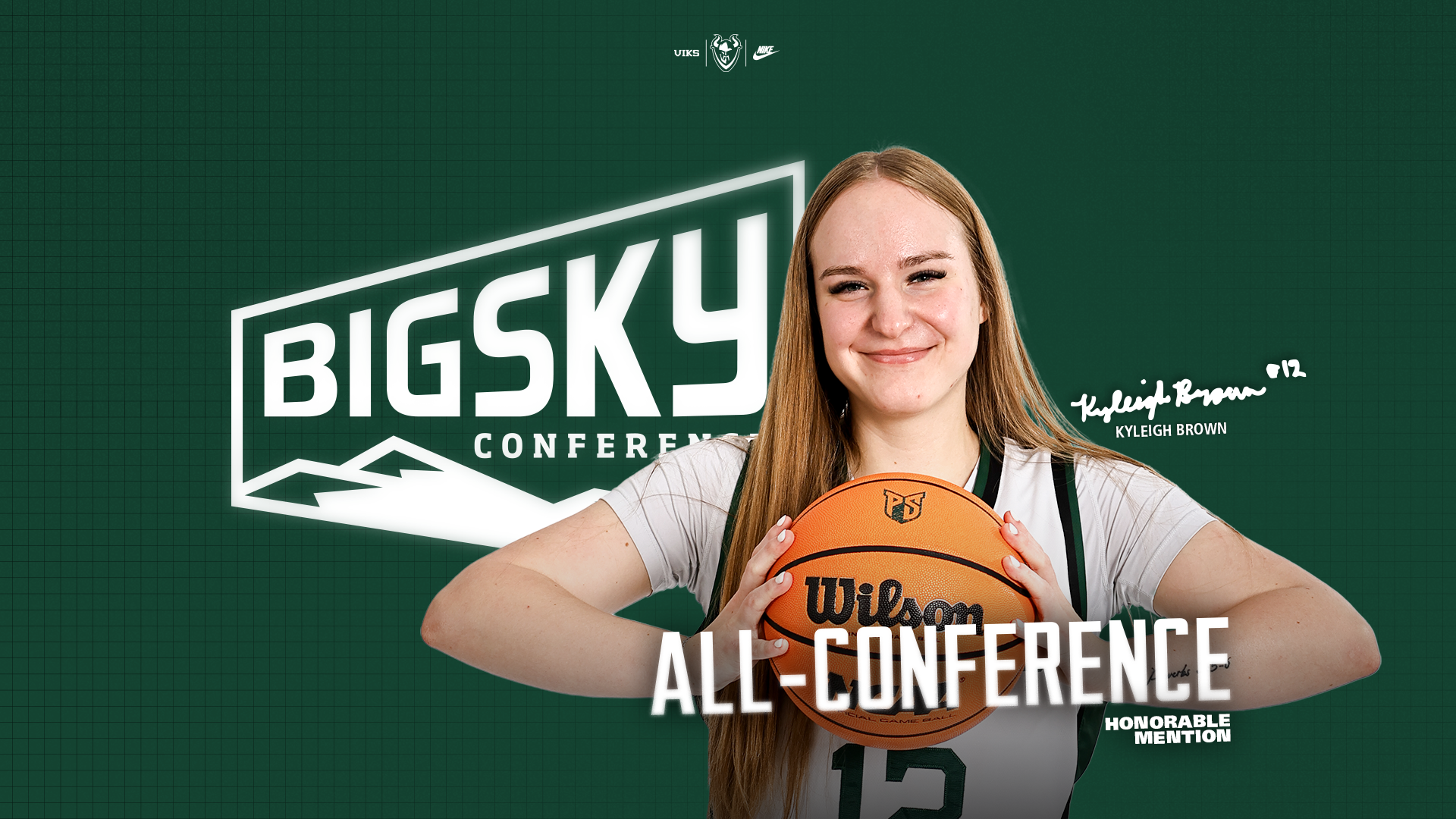 Graphic saying that Kyleigh Brown has been named an All-Big Sky honorable mention.
