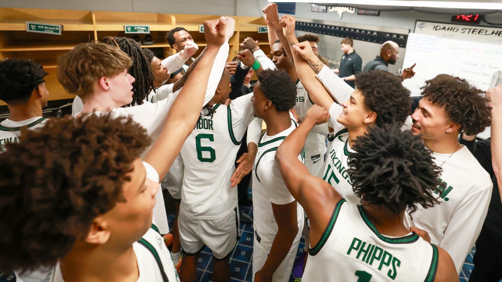Team huddle in the locker room