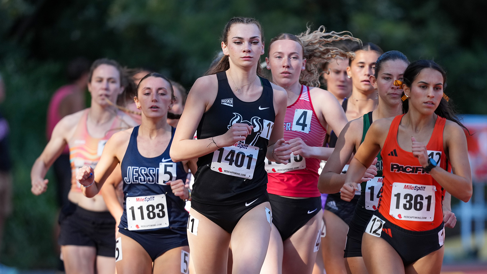 Hannah Butterfield leads a group of runners while competing in the middle distances at the Mike Fanelli Track Classic.