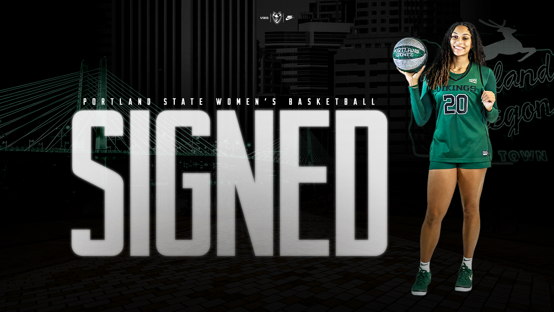 Graphic saying that Jordyn Smith has signed with the Portland State women's basketball team