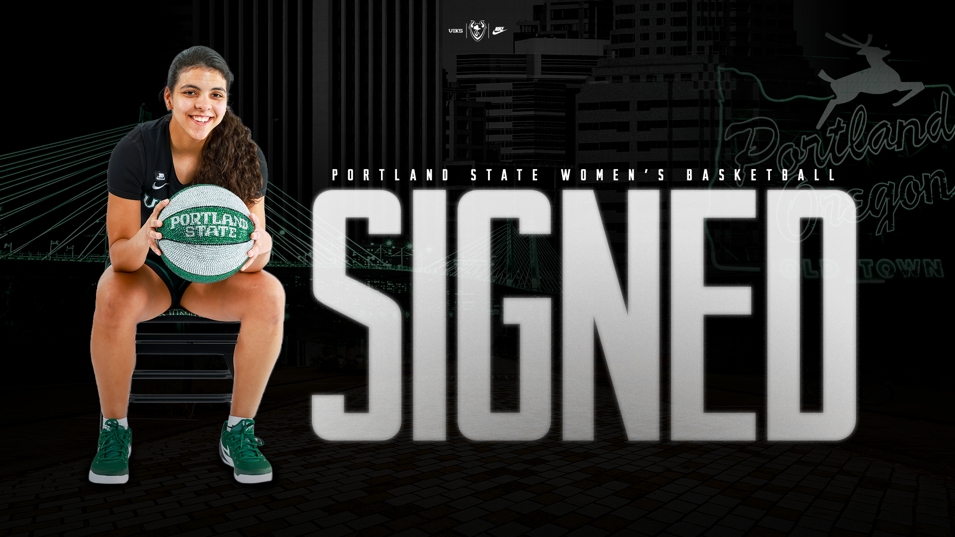 Graphic saying that Teagan Colvin has signed with the Portland State women's basketball team.