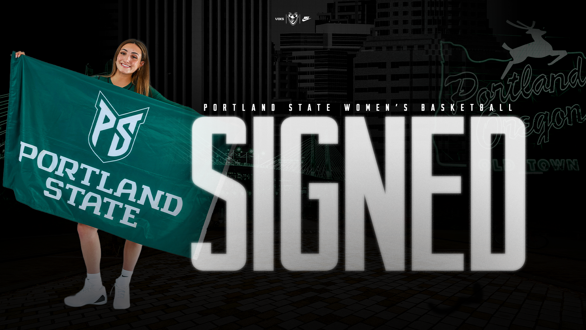 Graphic saying that Sara Barhoum has signed to play for the Portland State women's basketball team.
