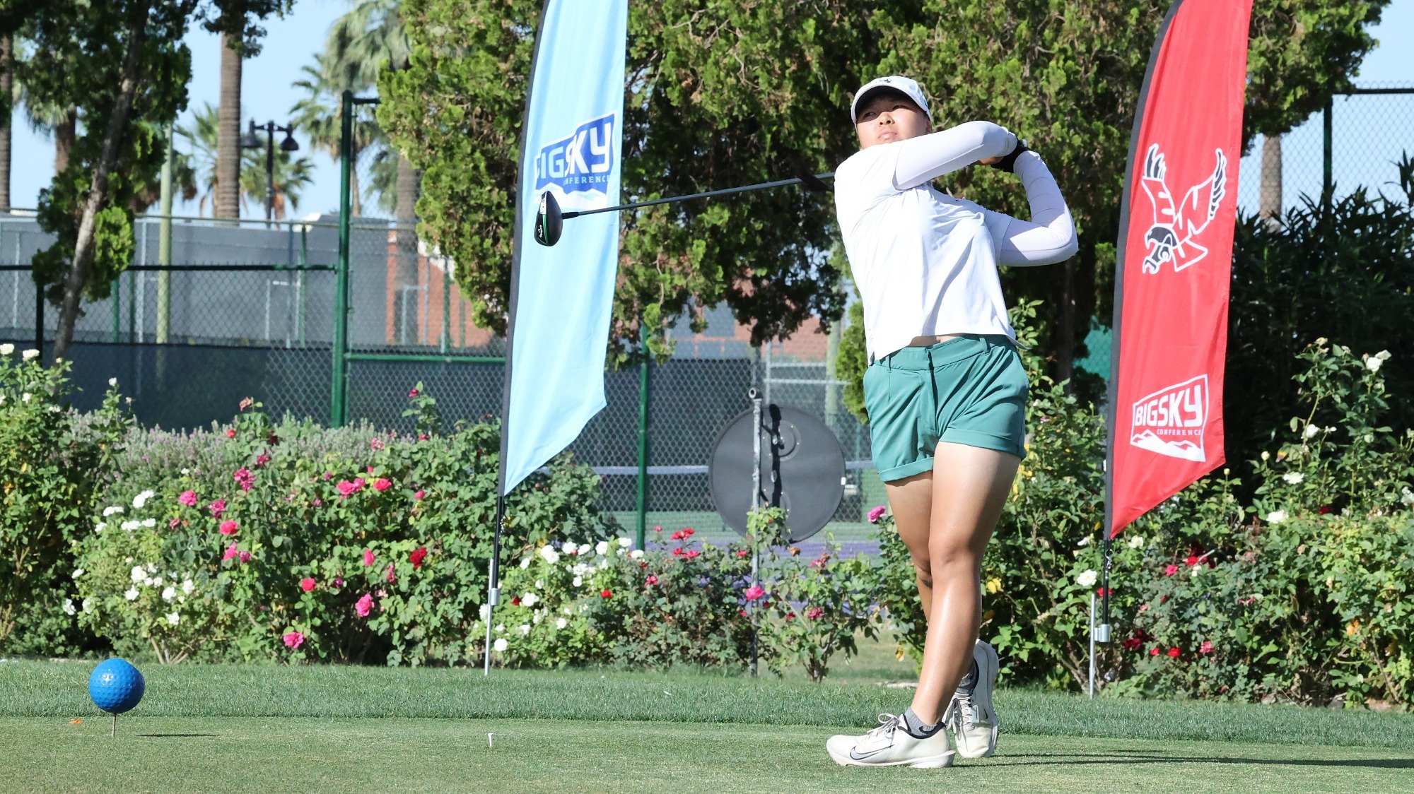 Cynthia Valerie Ong tees off the first hole in the final round of the Big Sky Championship. She would go on to post a four-under par 67.