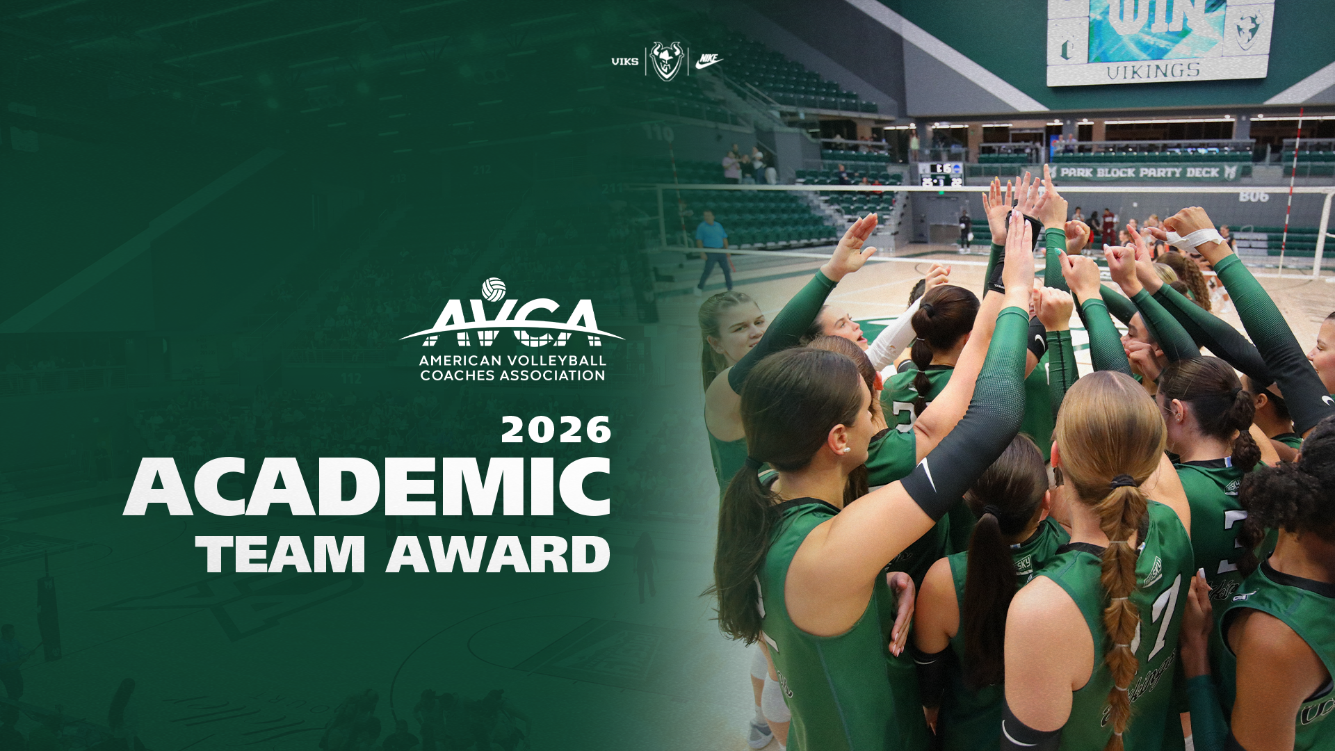 Graphic saying that the Portland State volleyball team had earned AVCA Academic Top 25 honors for the 2025-26 school year.