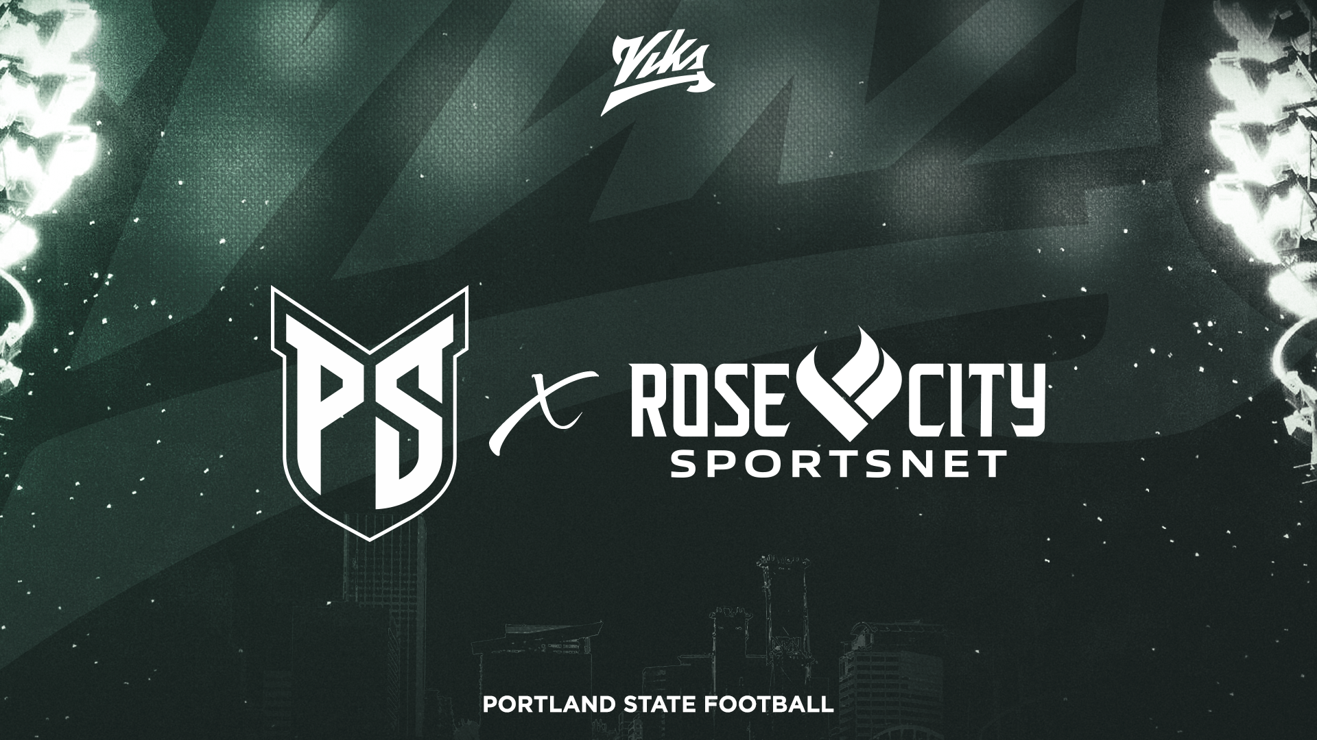 Graphic announcing a partnership between Portland State Athletics and Rose City SportsNet