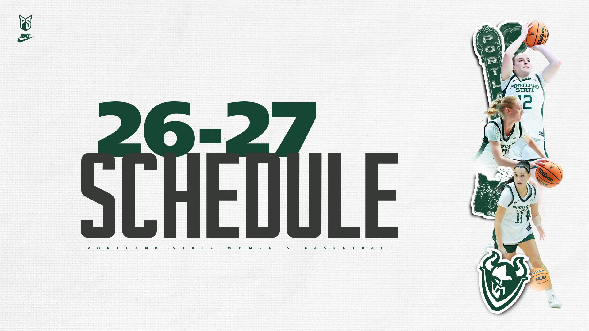 Graphic saying the Portland State women's basketball team's 2026-27 schedule has been released.