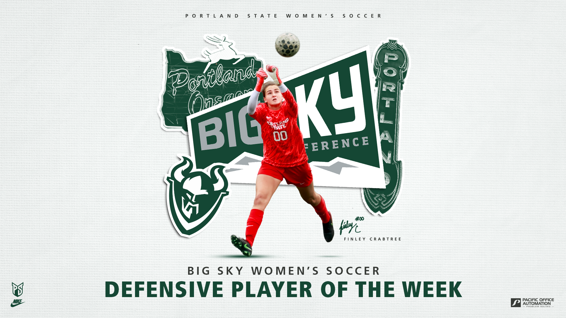 Graphic saying that Finley Crabtree has been named Big Sky Defensive Player of the Week 