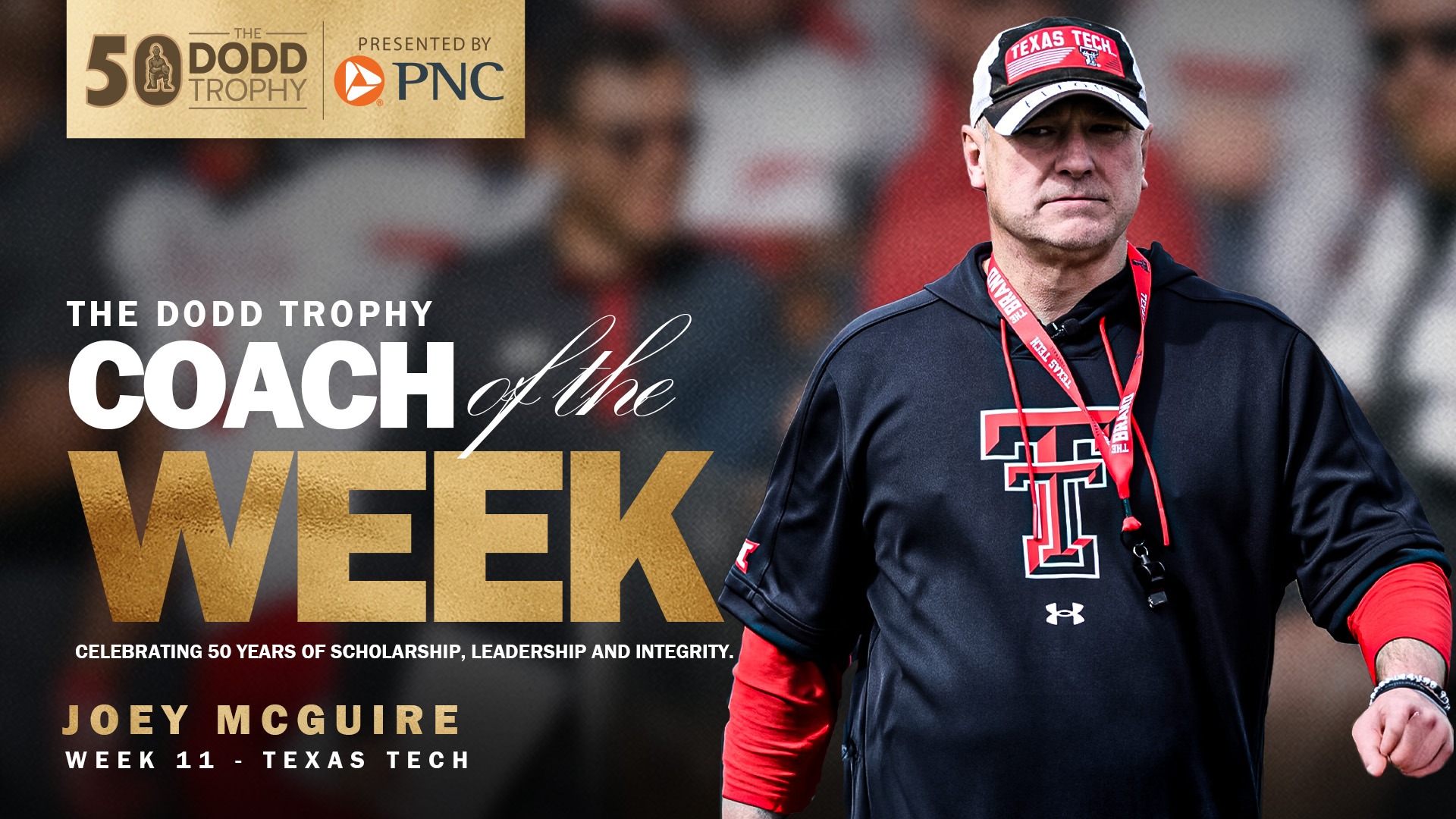 Texas Tech’s Joey McGuire Named Dodd Trophy Coach of the Week