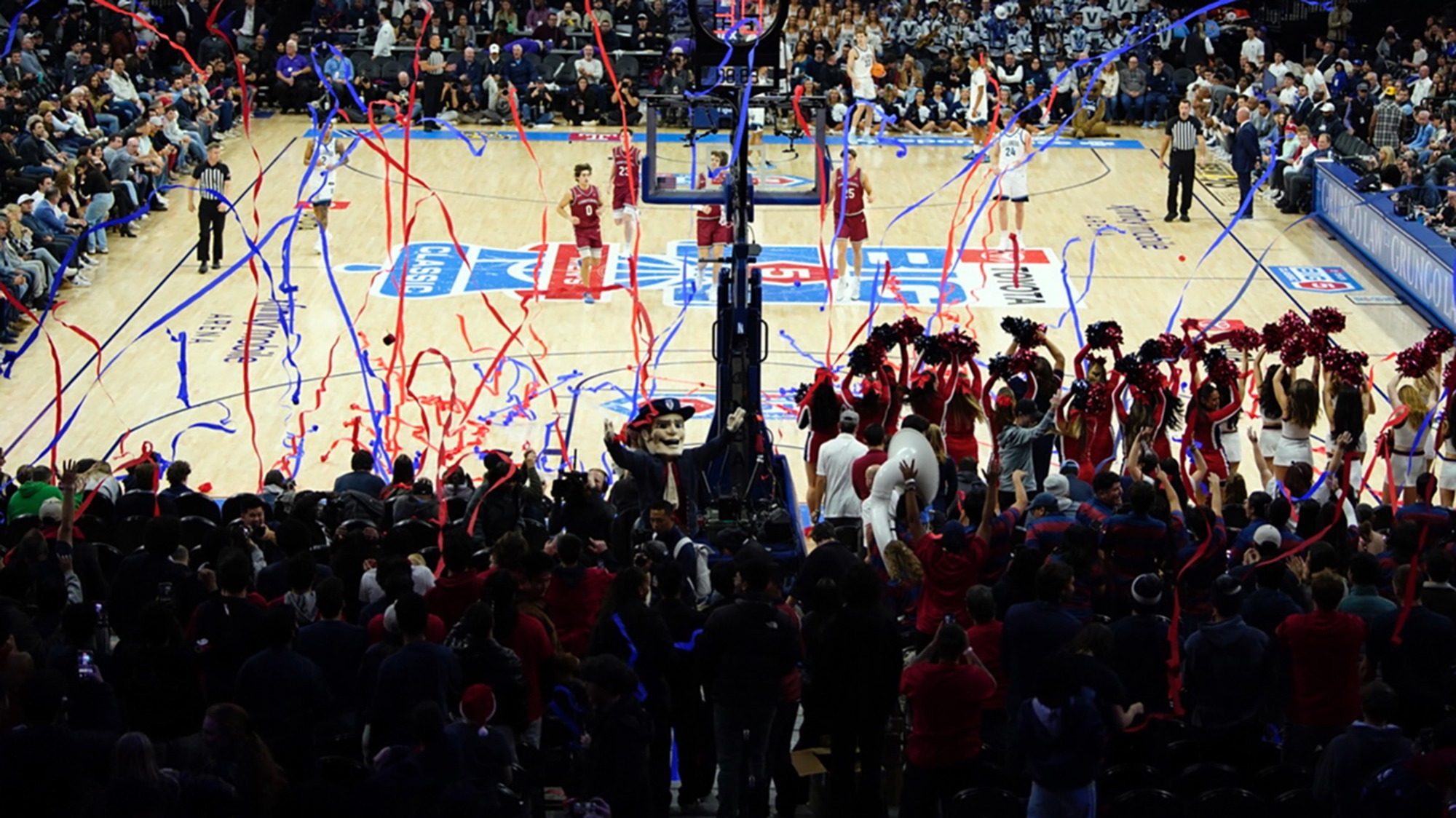 streamers after first basket at Big 5 Classic 12-06-2025