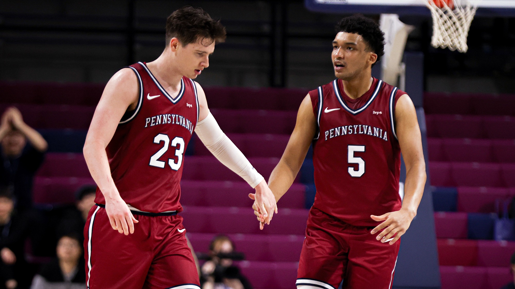 Ethan Roberts (23) Cam Thrower (5) slap five vs. Brown 01-10-2026