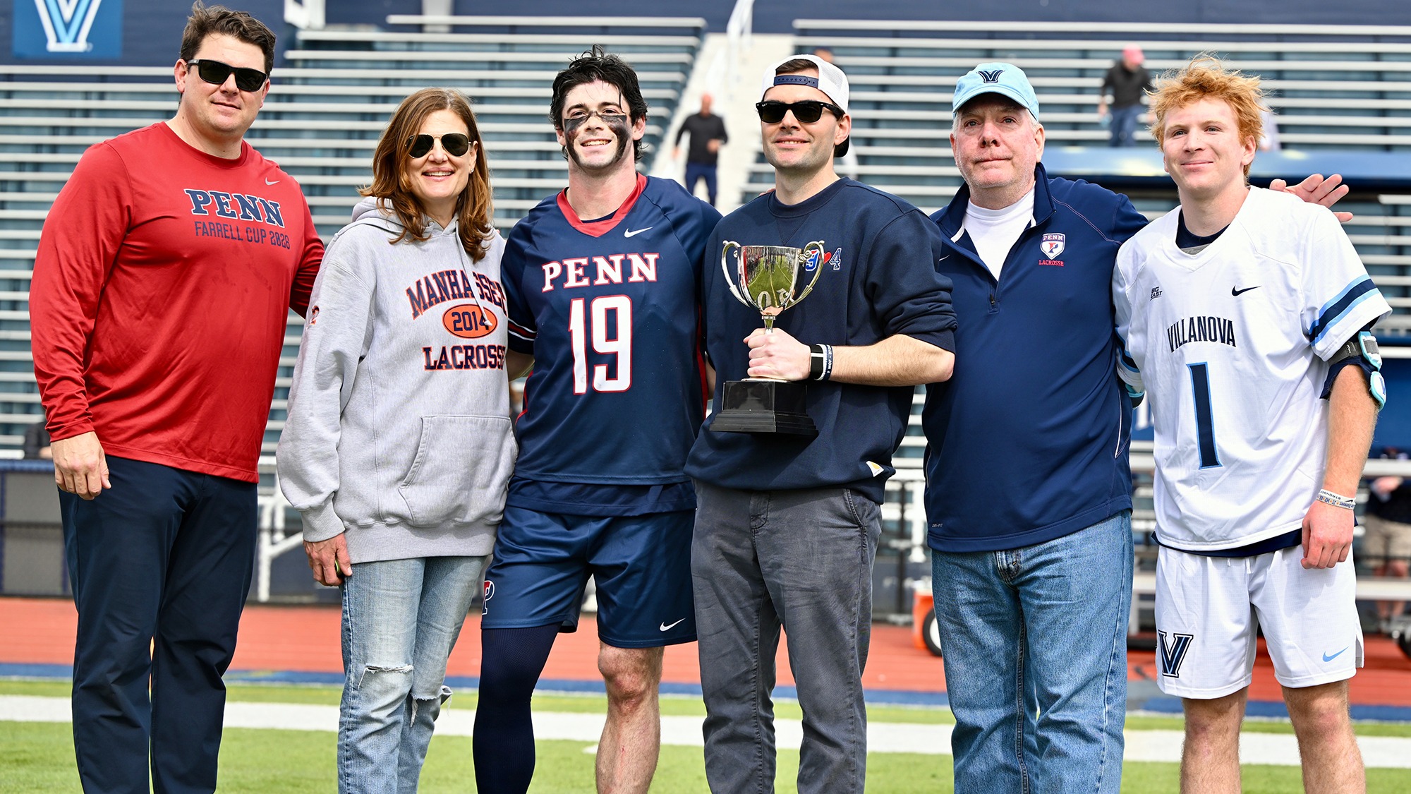 Farrell family with Coach Wray and Mac Eldridge at Villanova 03-07-2026