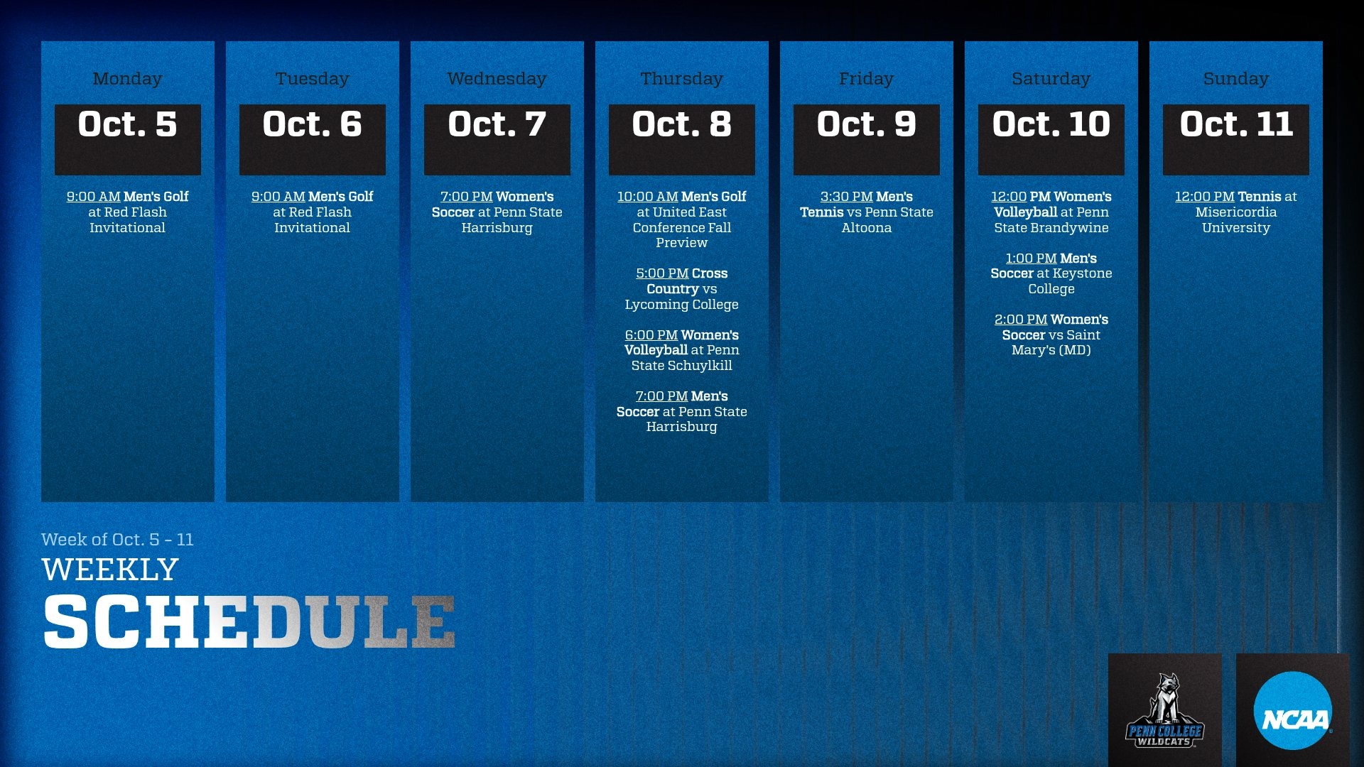 10.5-10.11.26 weekly schedule