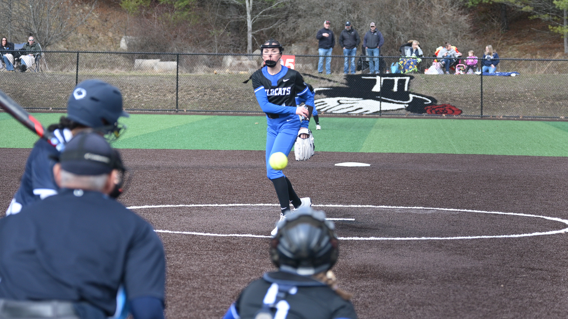 Penn College softball player throwing a pitch