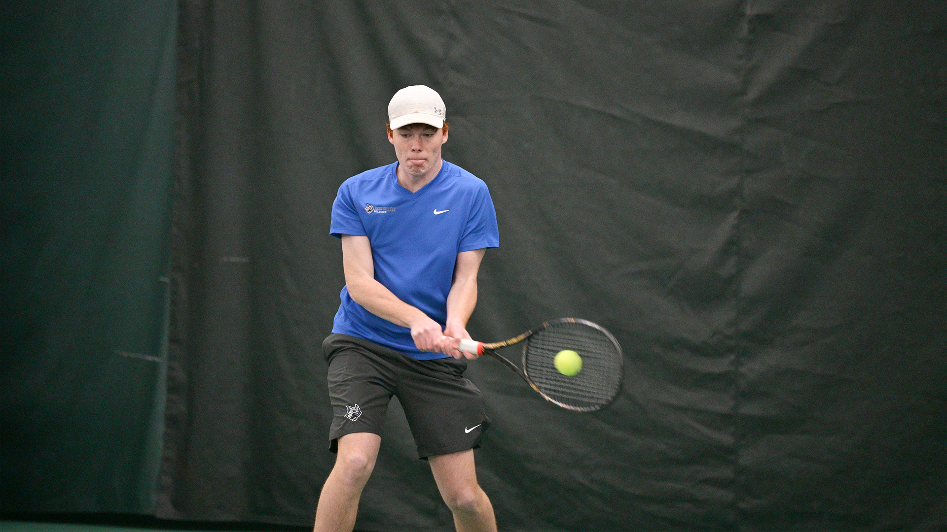 Penn College men's tennis player in action during a match against St. Mary's