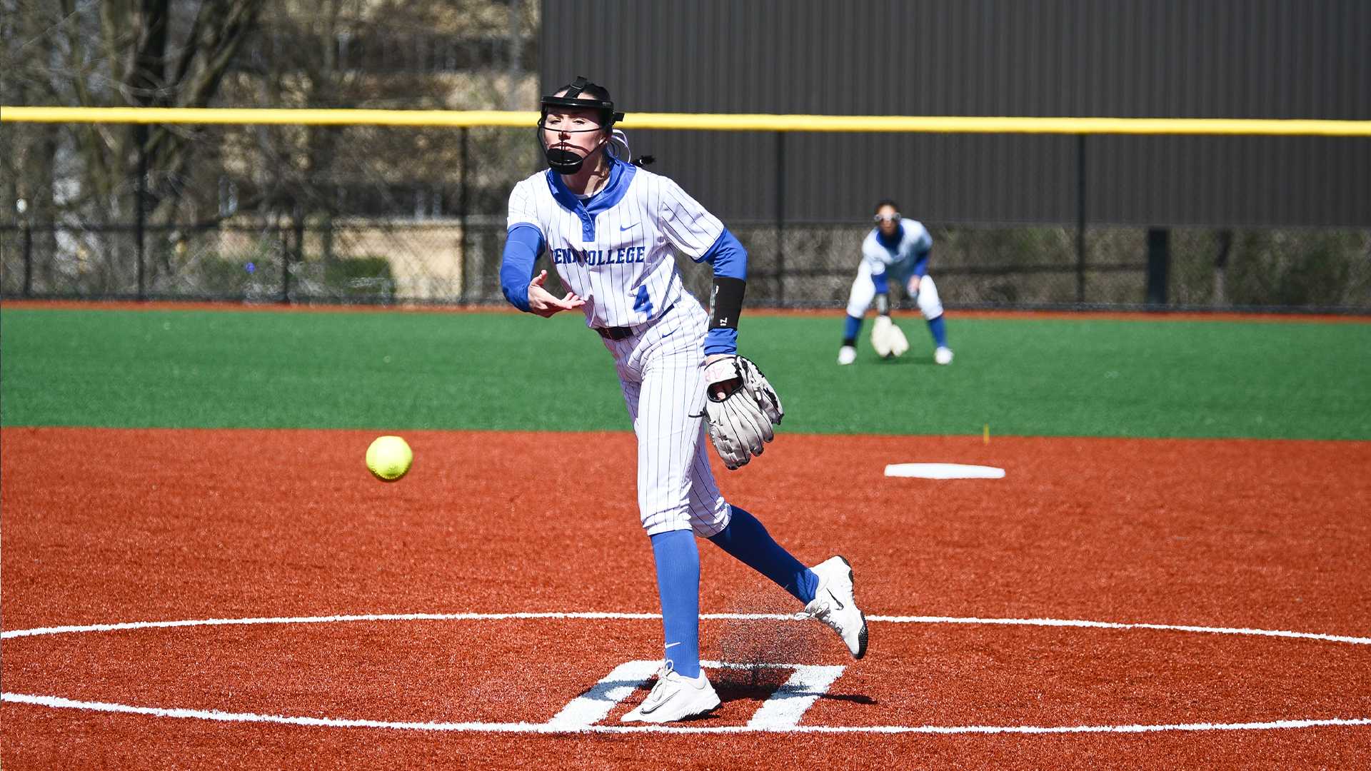 Penn College softball player in action during a doubleheader against Penn State Abington