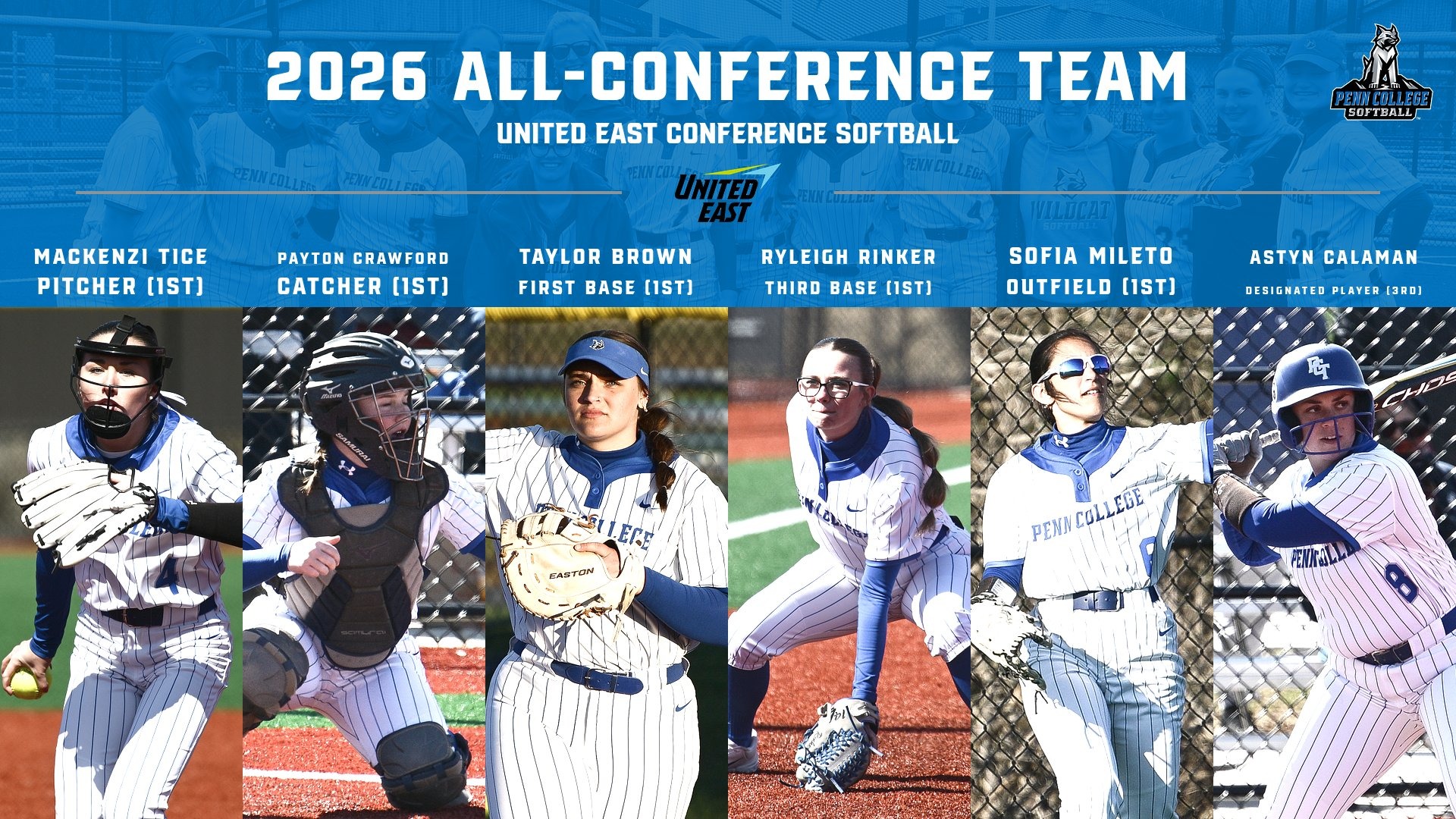 26 UE Softball Graphic with six players