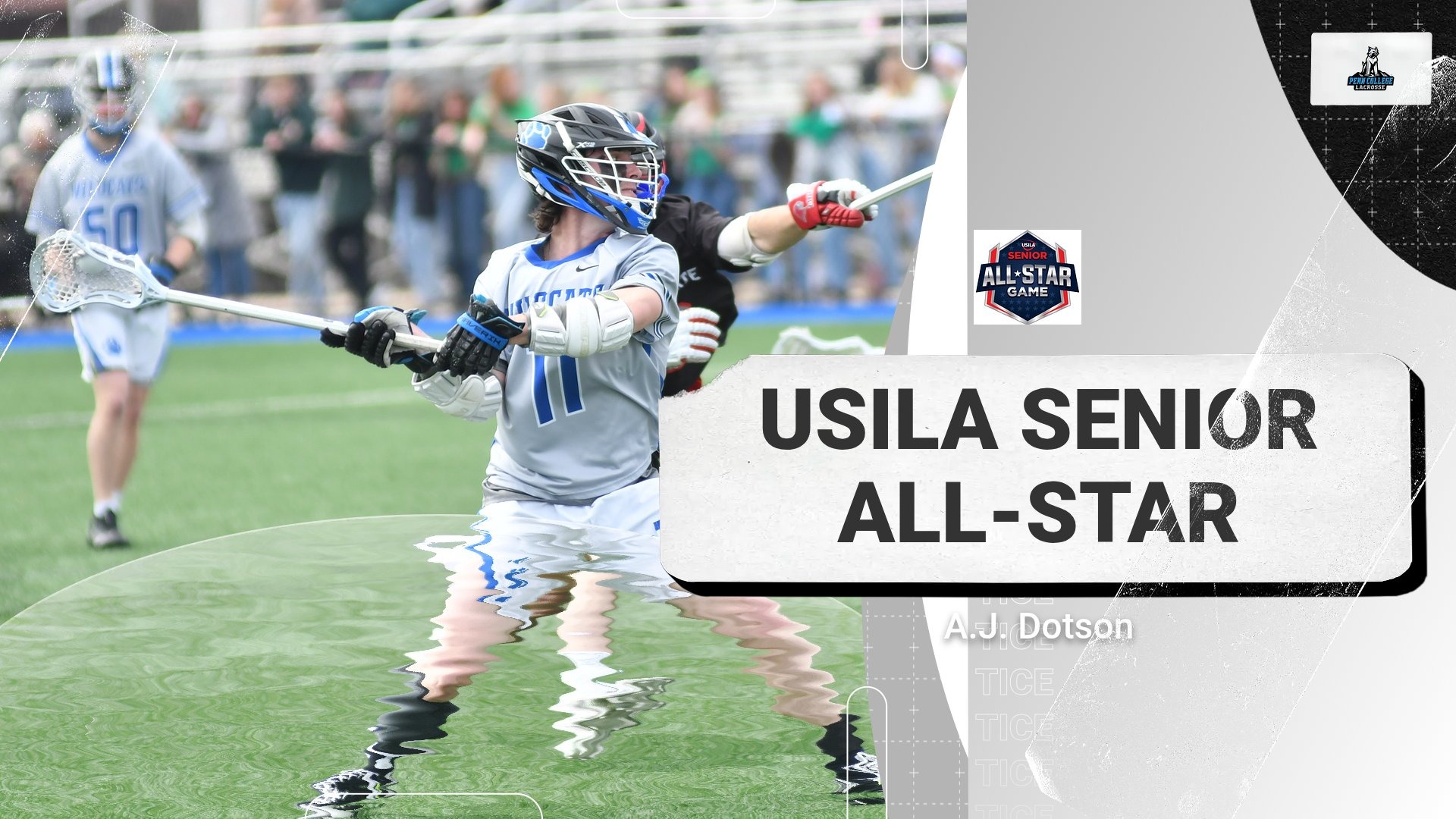 A Dotson Allstar graphic. Lacrosse player shooting