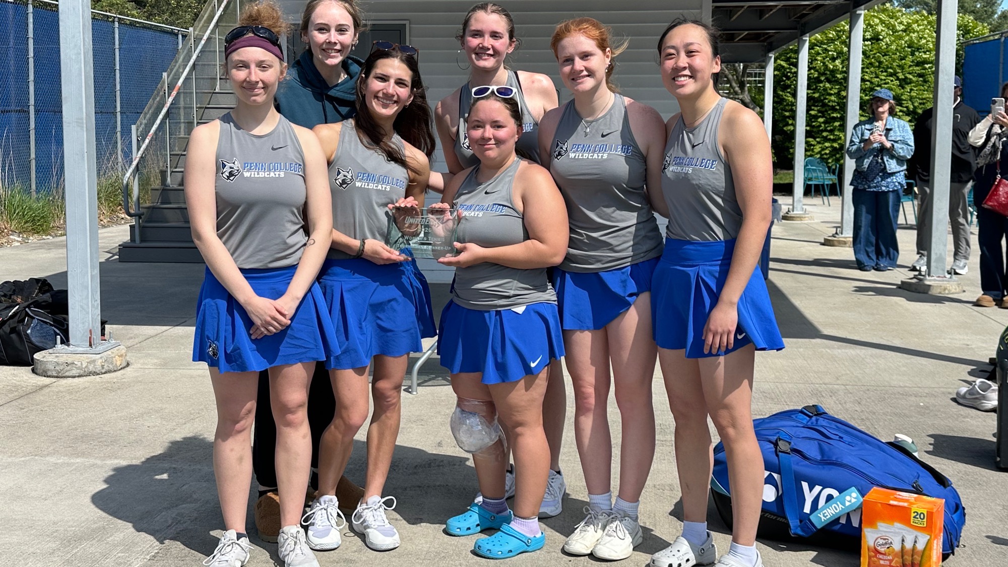 Penn College women’s tennis team with conference runner up trophy