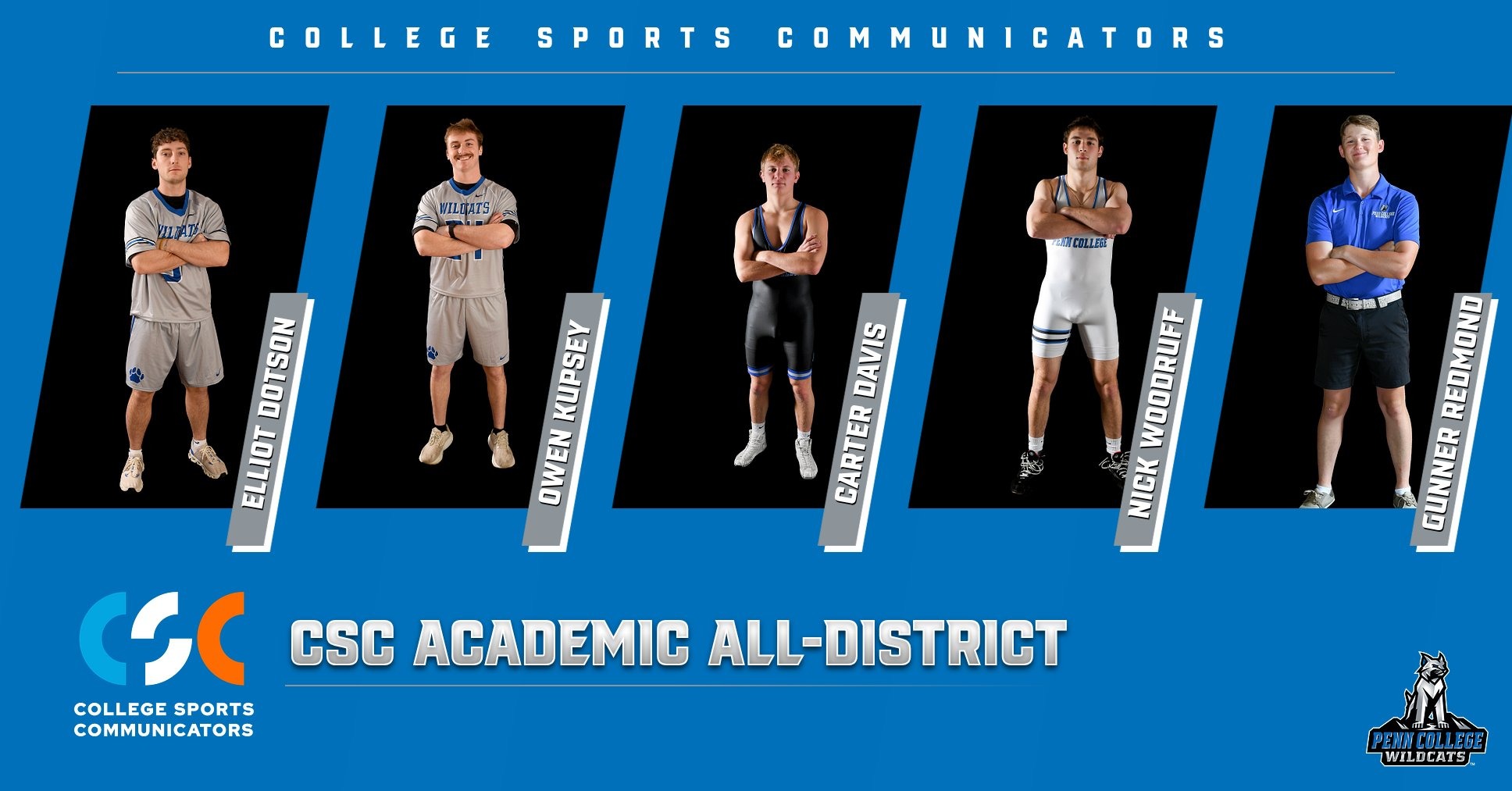 26 CSC At-large graphic with five student-athletes