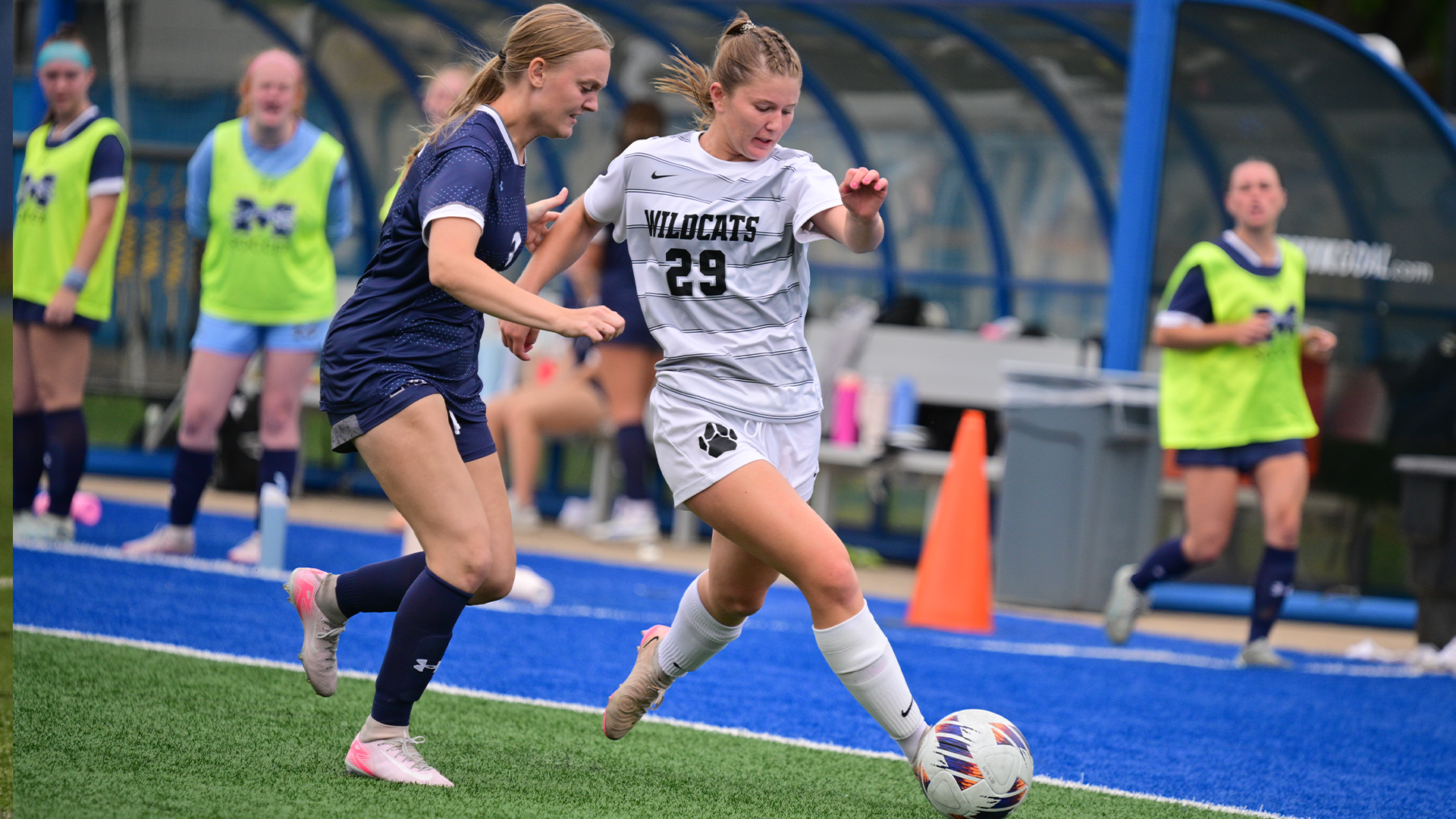 Penn College women's soccer players competing against Moravian