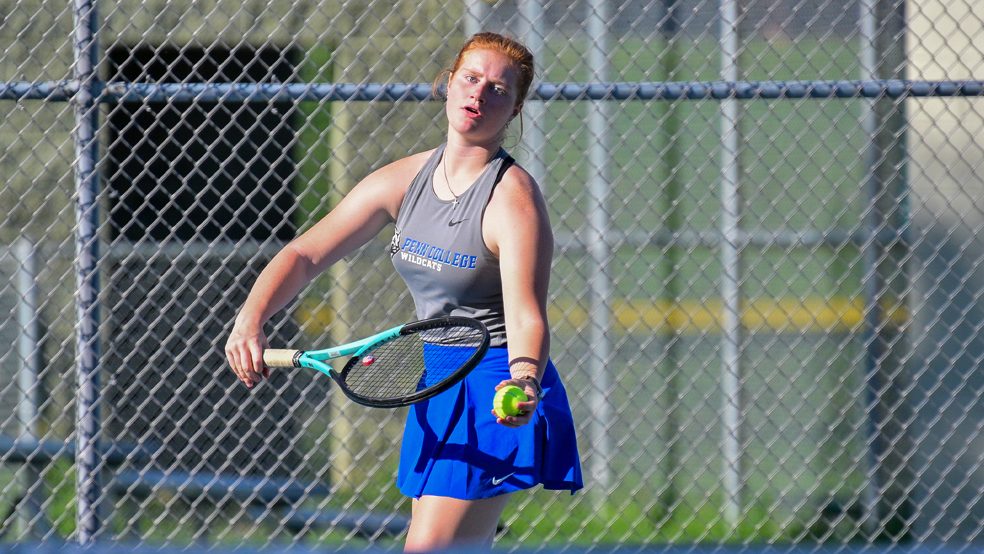 Penn College women's tennis players competing against Lycoming College