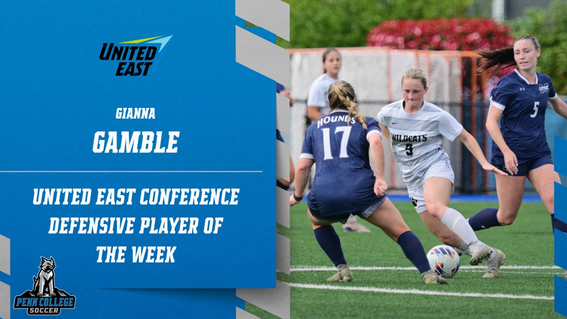 Gianna Gamble United East Conference Defensive Player of the Week 9.28.26