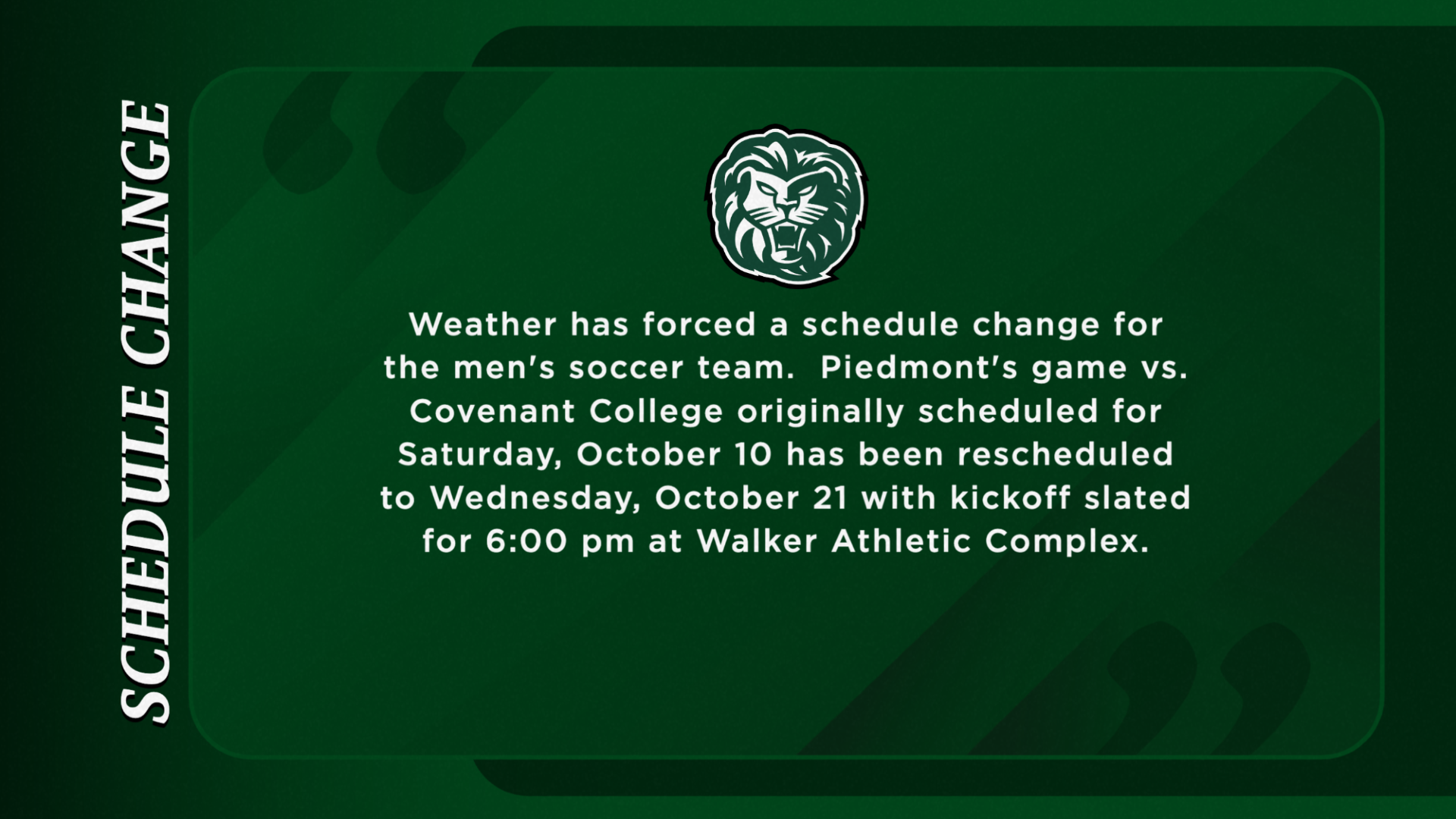 Schedule Change Place Holder