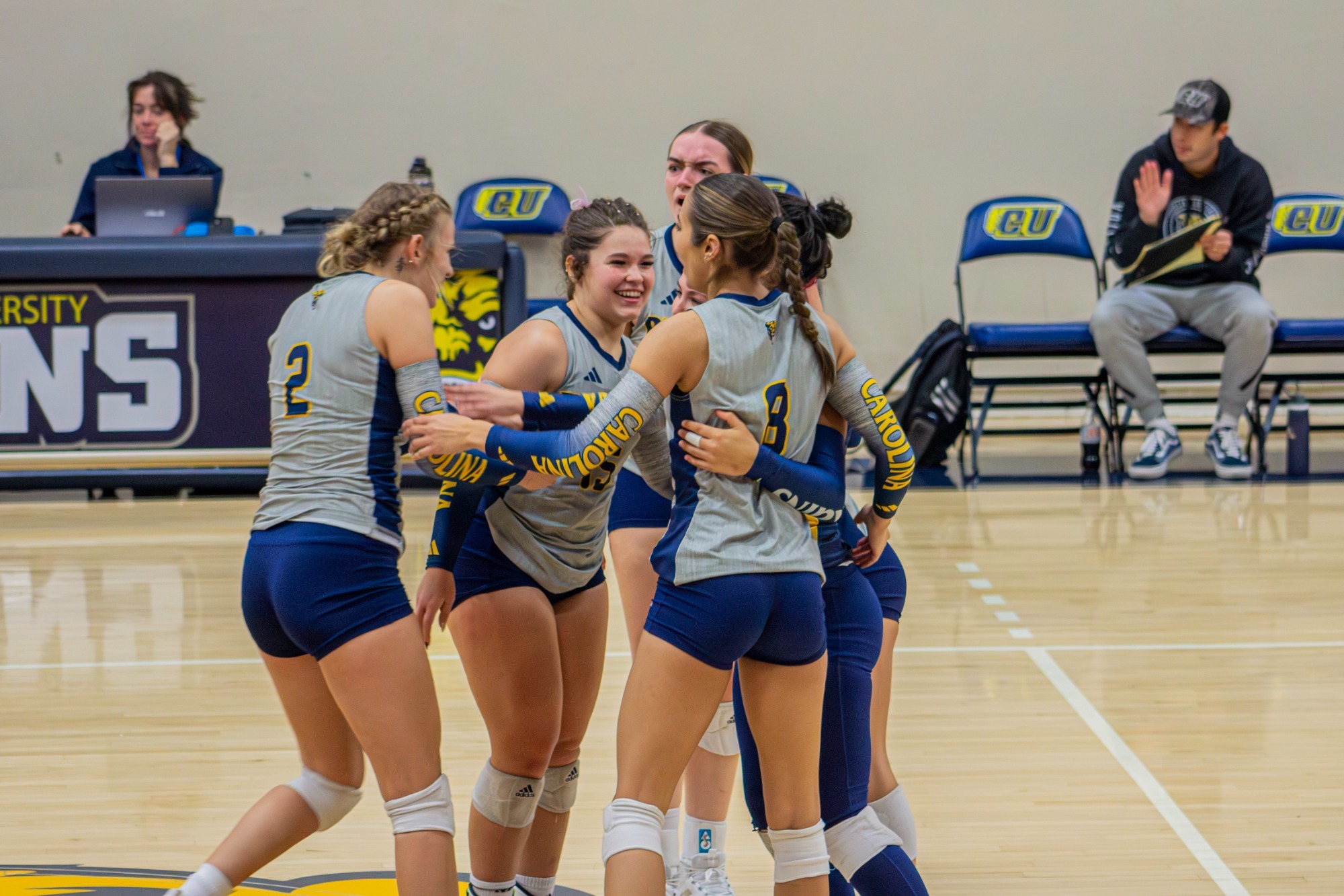 Volleyball celebrating after getting a point