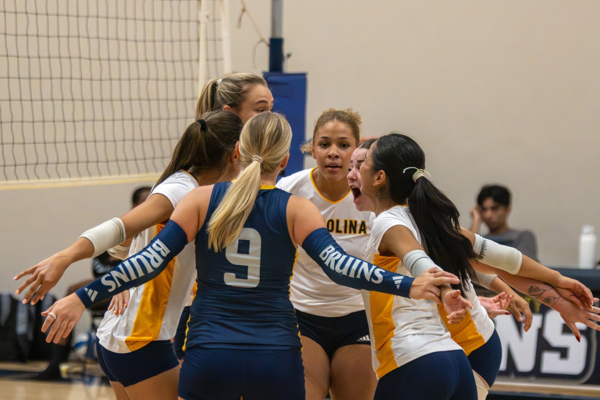 Team huddle after a point