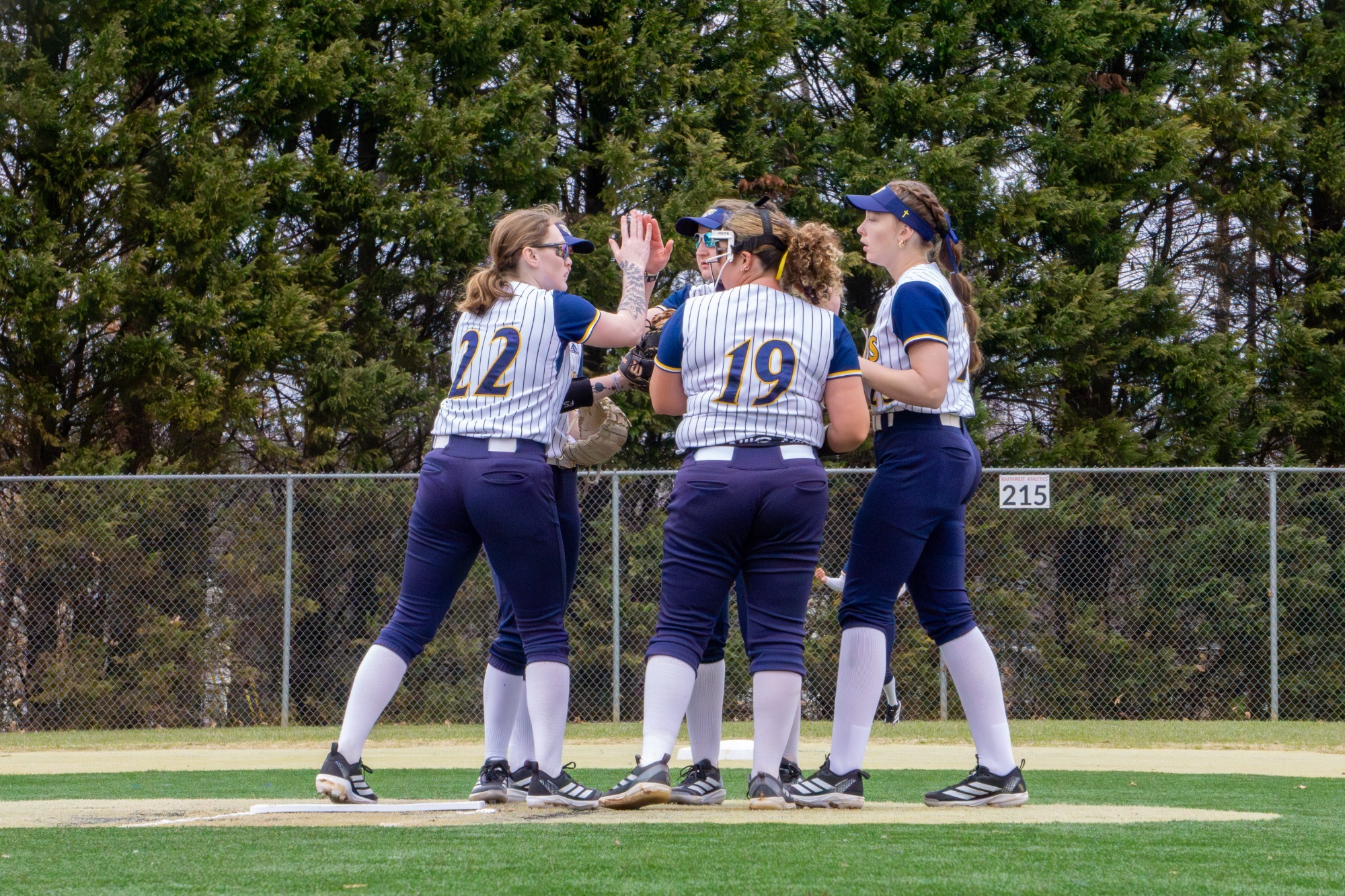 Softball celebrating after strikeout