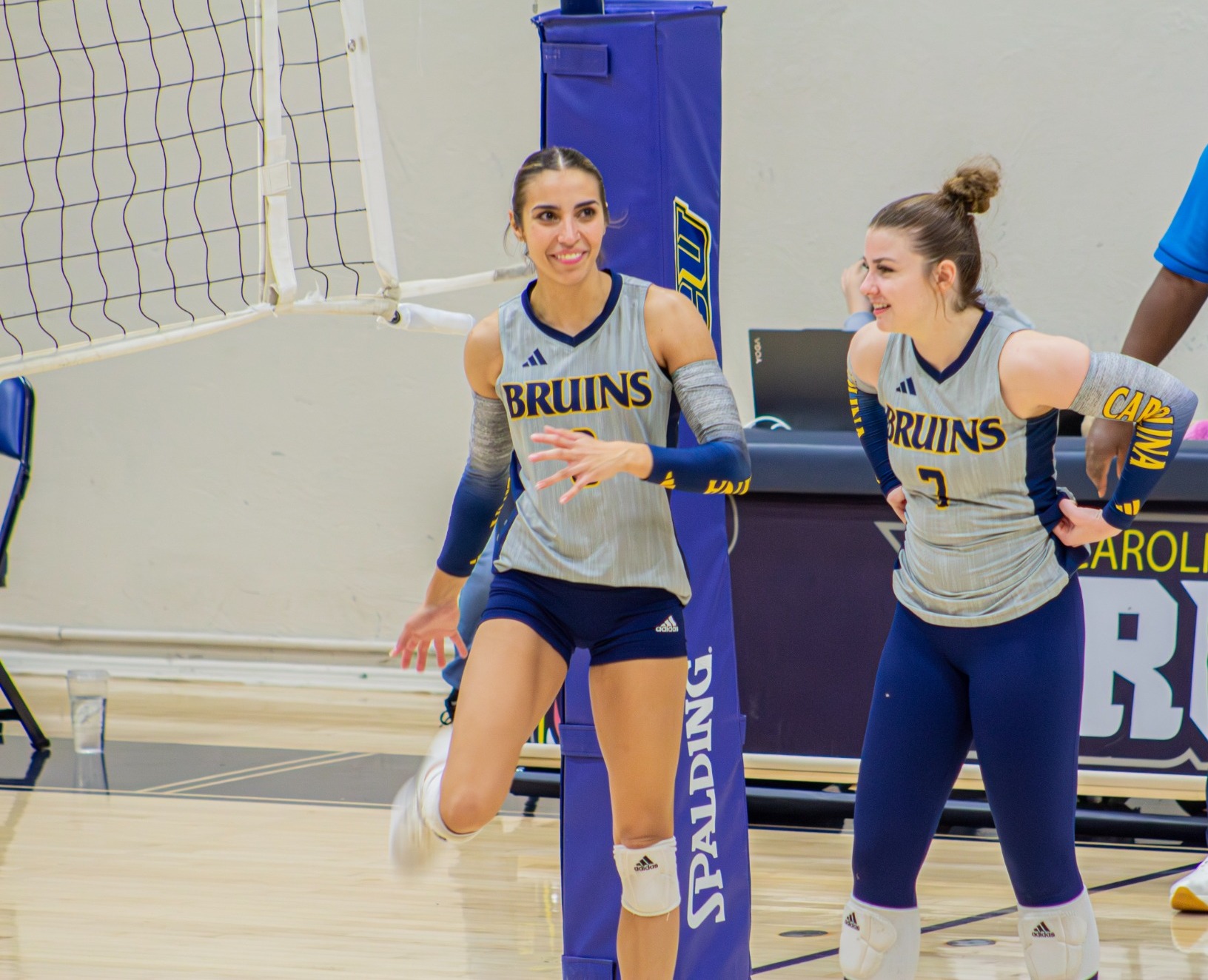 Teammates before serve