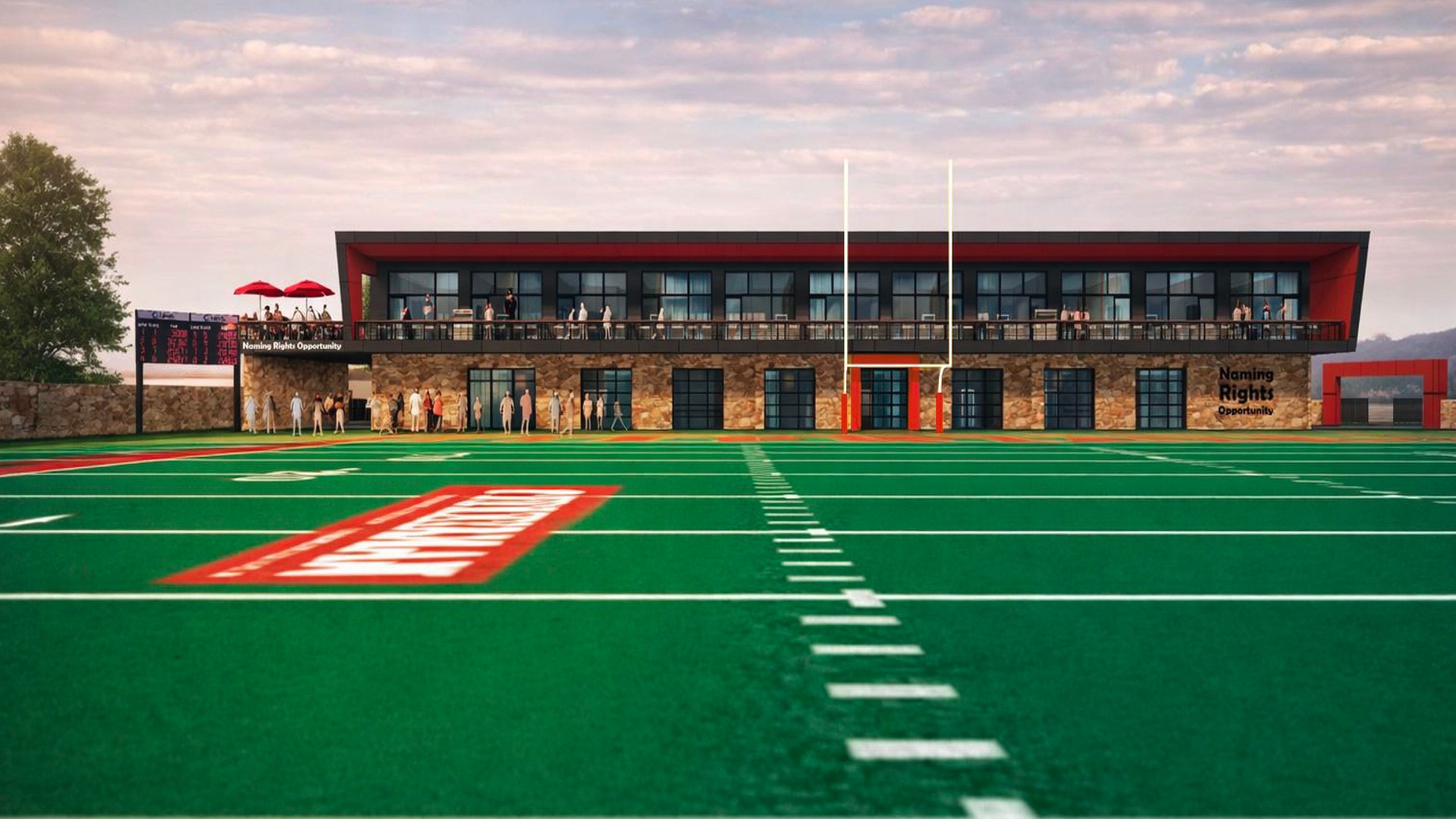 Football Stadium End Zone Facility Rendering Image