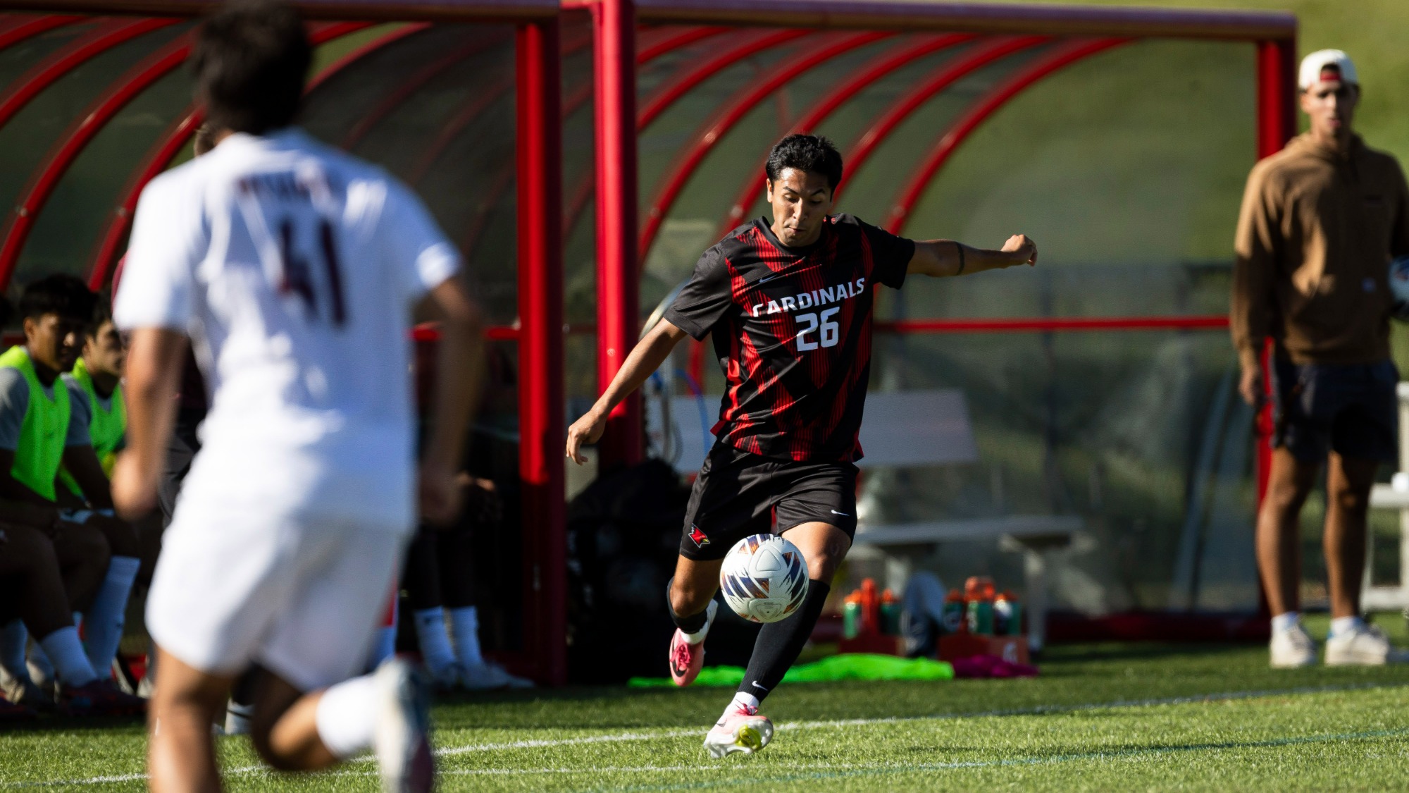 Esteban Loaiza kicking a soccer ball