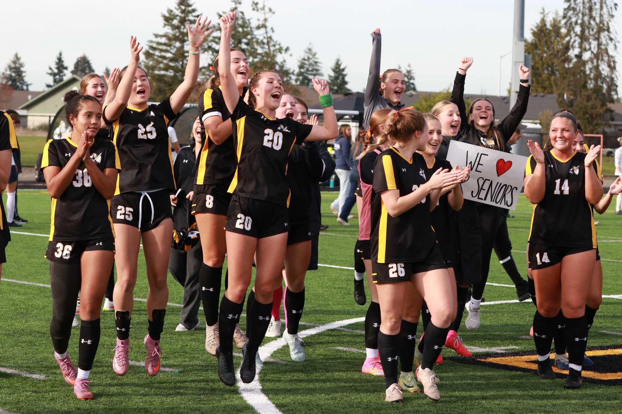 women's soccer celebrates winning 9th straight NWC title