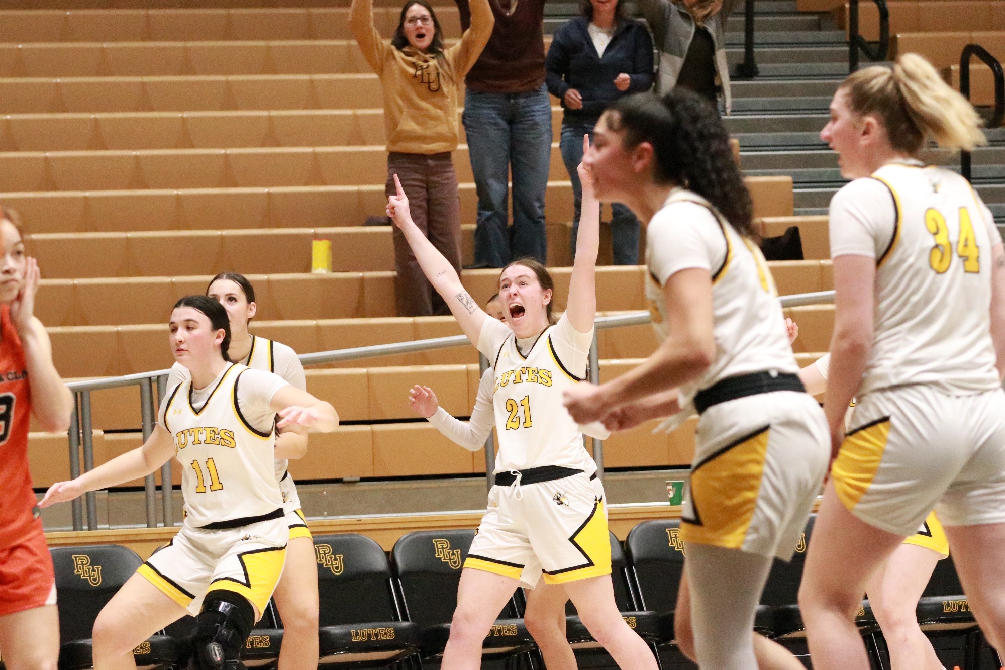 Celebrating buzzer beating shot