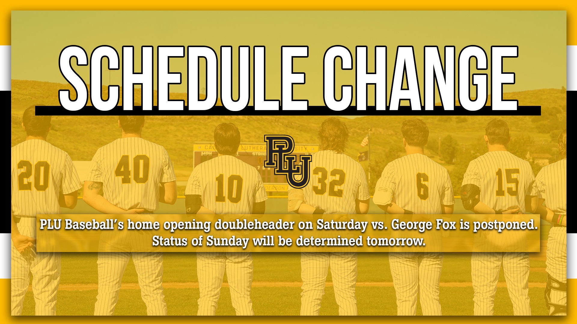 PLU baseball postponed vs George Fox on March 14
