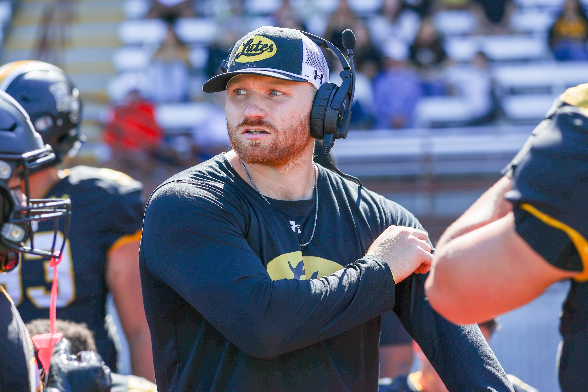 Ketner Kupp coaching versus Simpson at Sparks Stadium