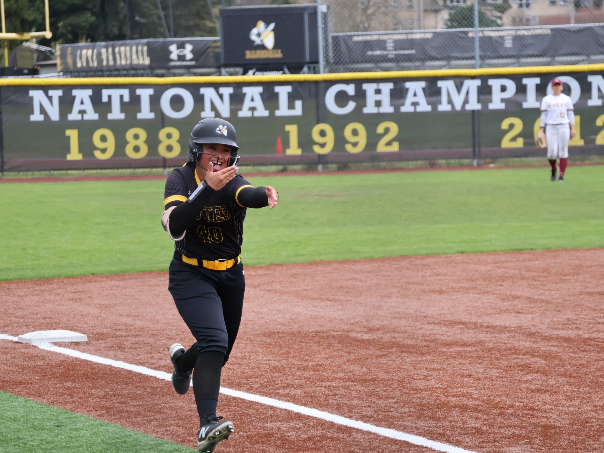 Kaya Collado celebrates a home run
