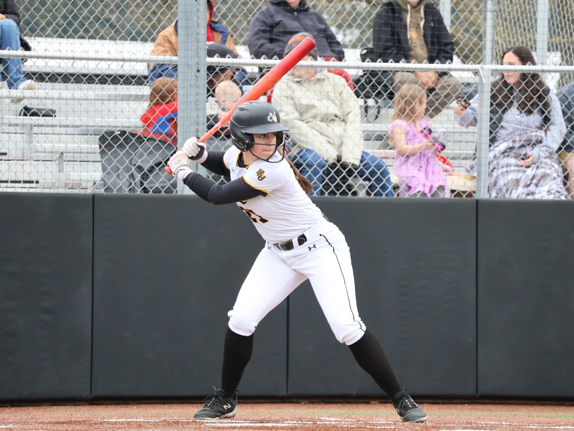 Megan Landes take an at-bat.