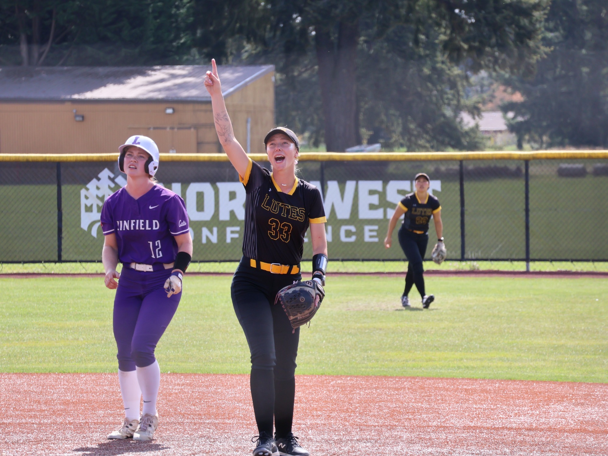 Aby Redwine celebrates getting an out.
