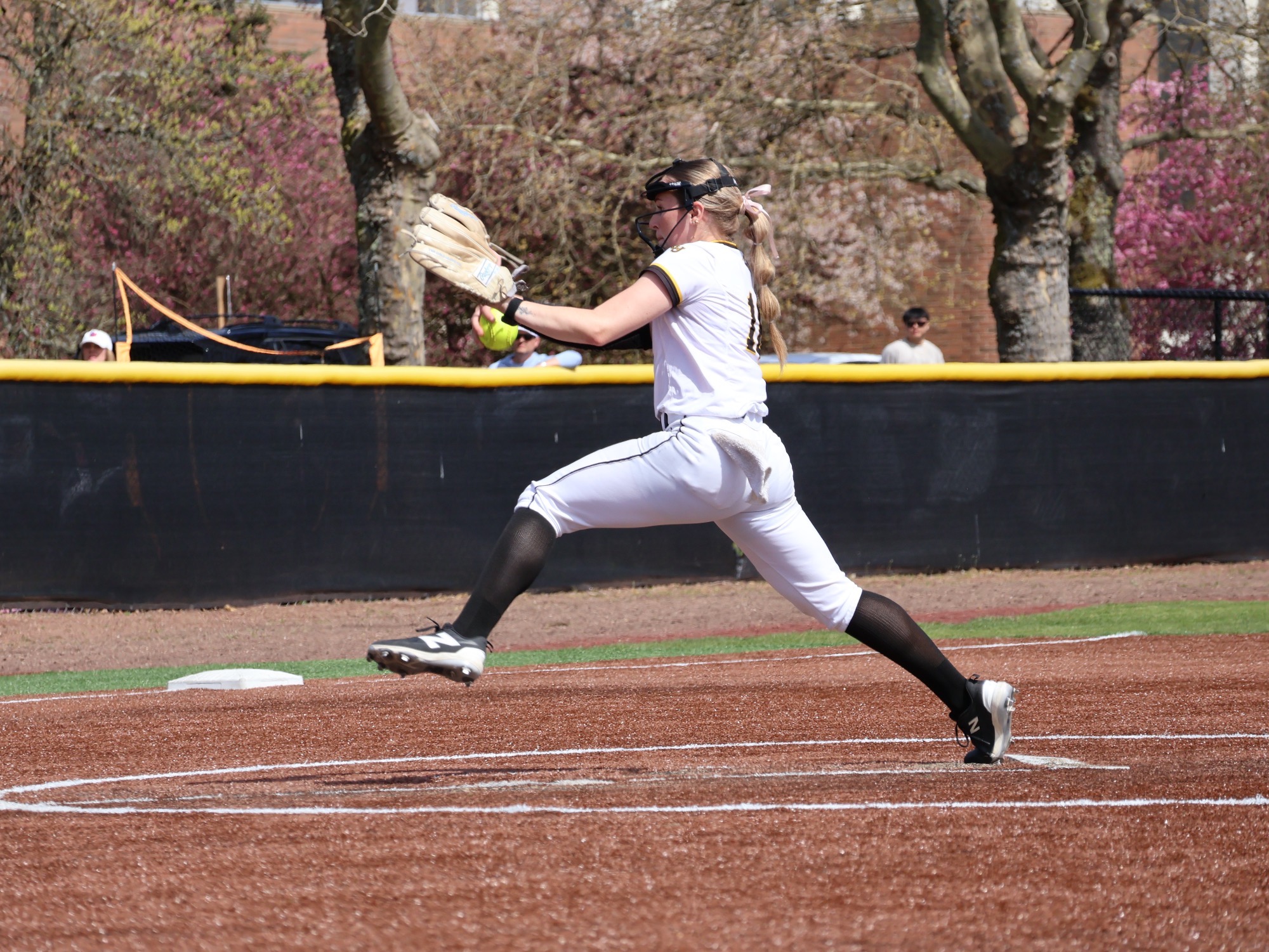 Paige Wilson pitching a shutout versus #3 Linfield
