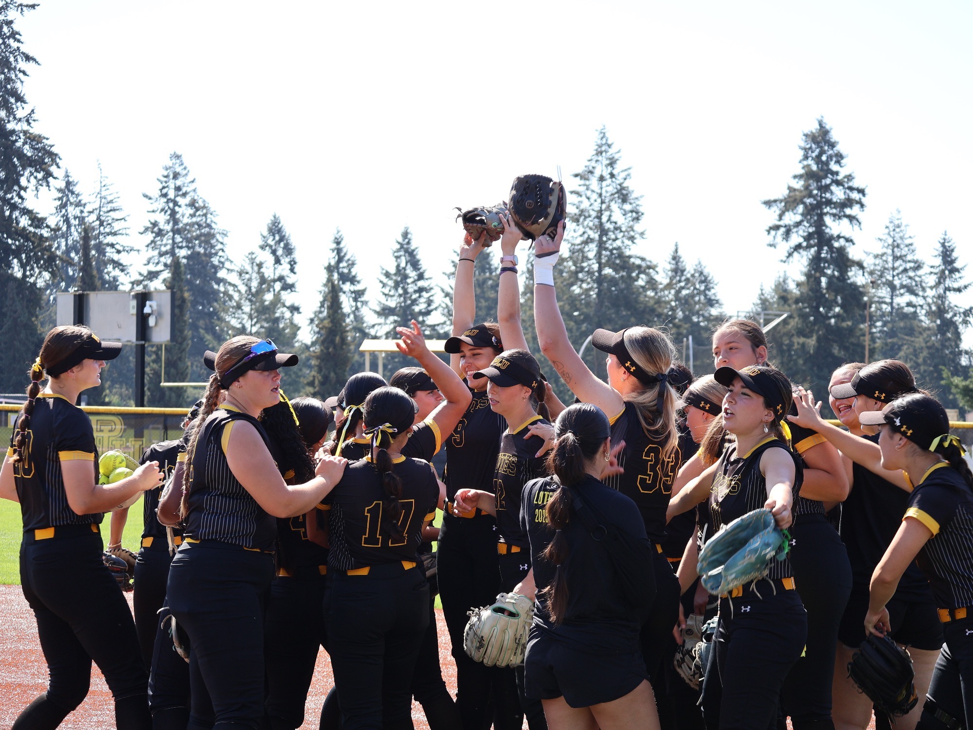2026 PLU Softball Team after the 2026 NWC Championship Game