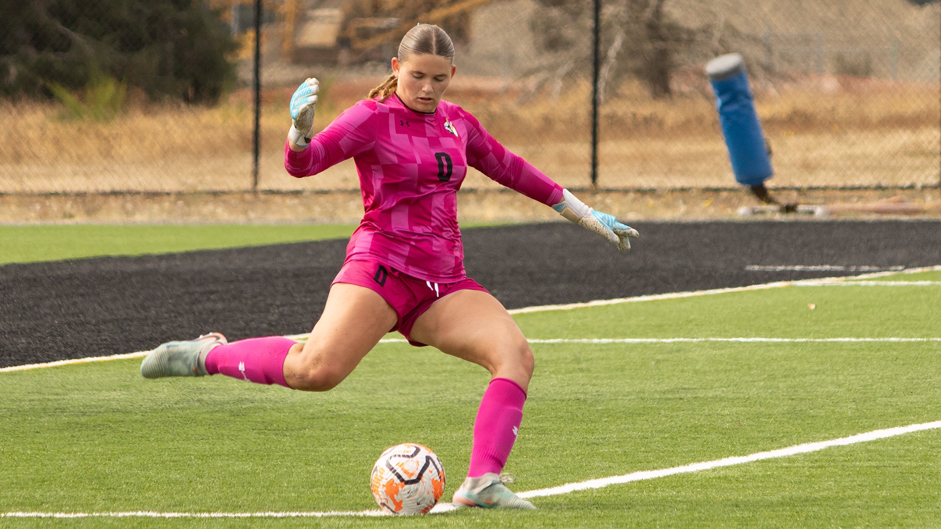 Mia Speir taking a goal kick on east field