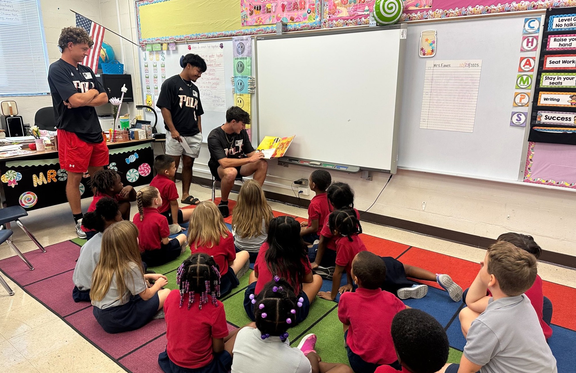 Baseball players read at Brigham Academy