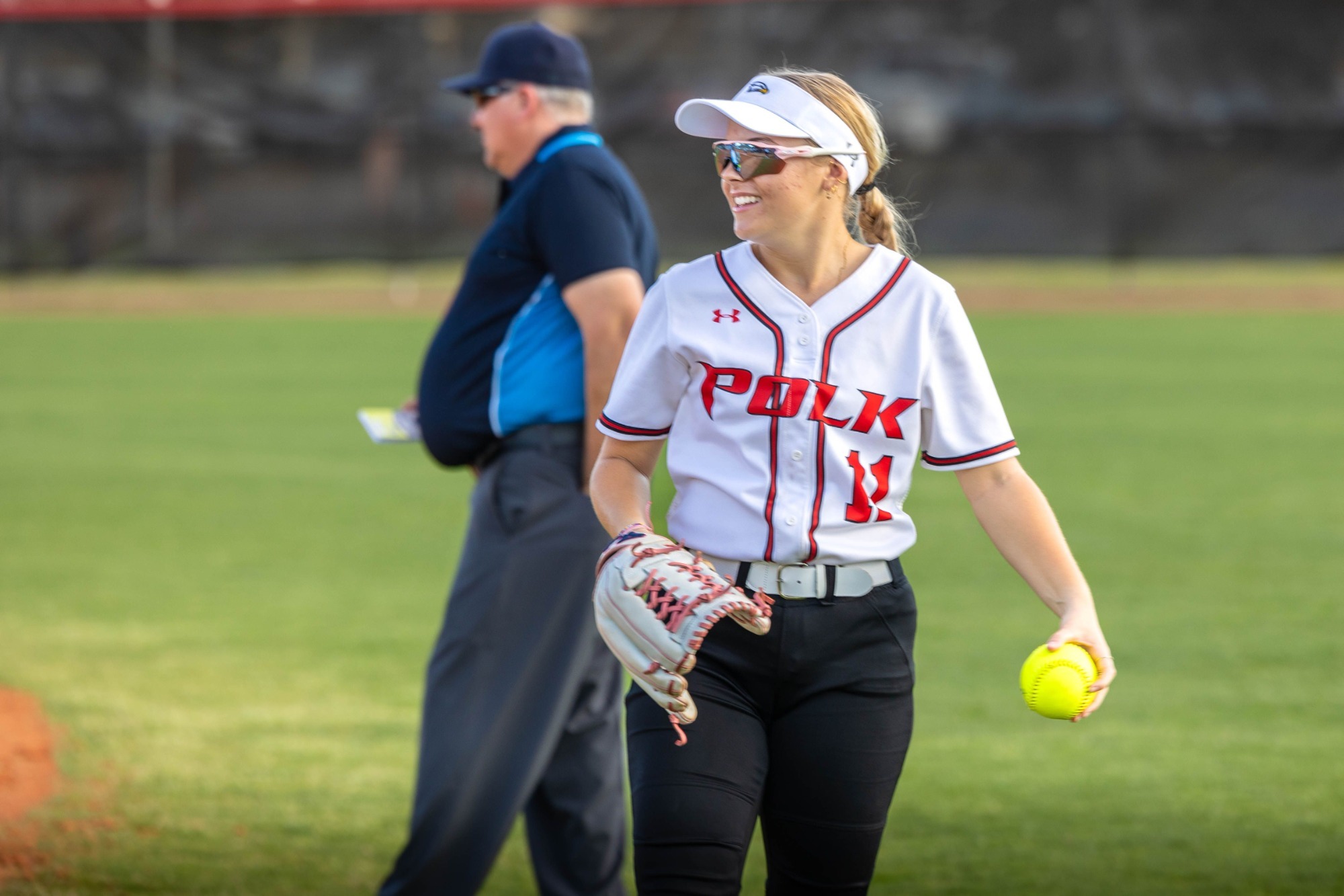 Rylee Hartnell throws in between innings