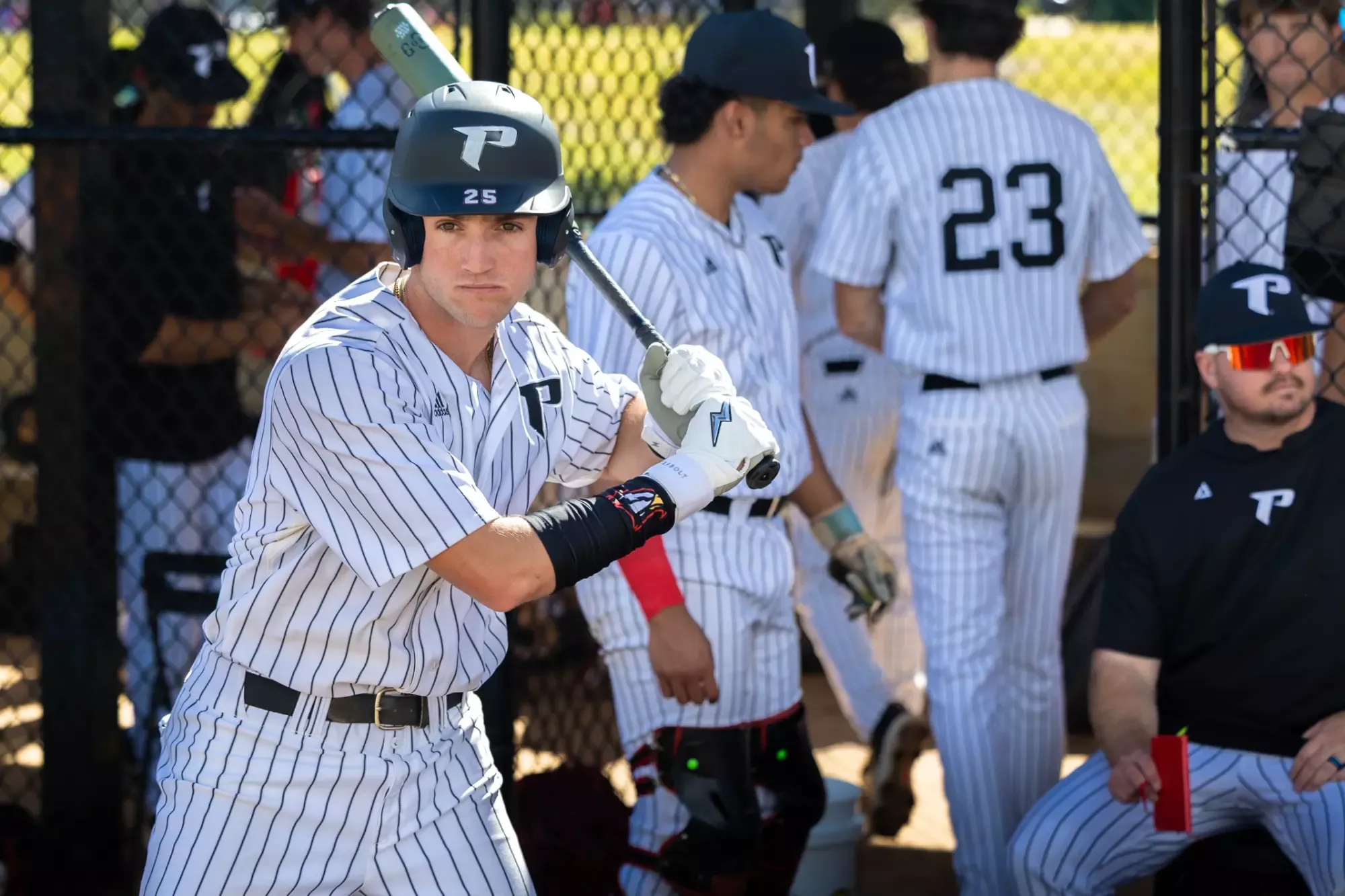 Potters warms up in the on-deck circle