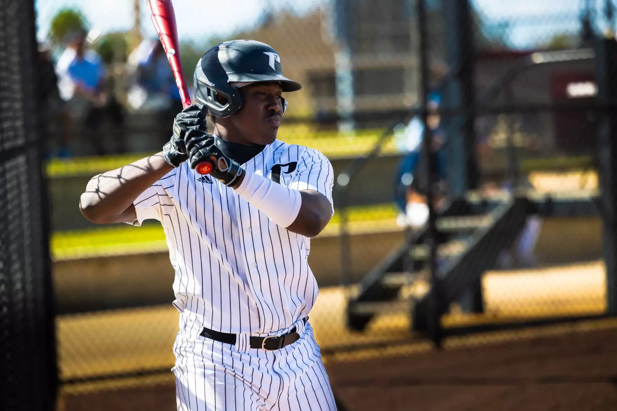 Webb readies himself in the on-deck circle