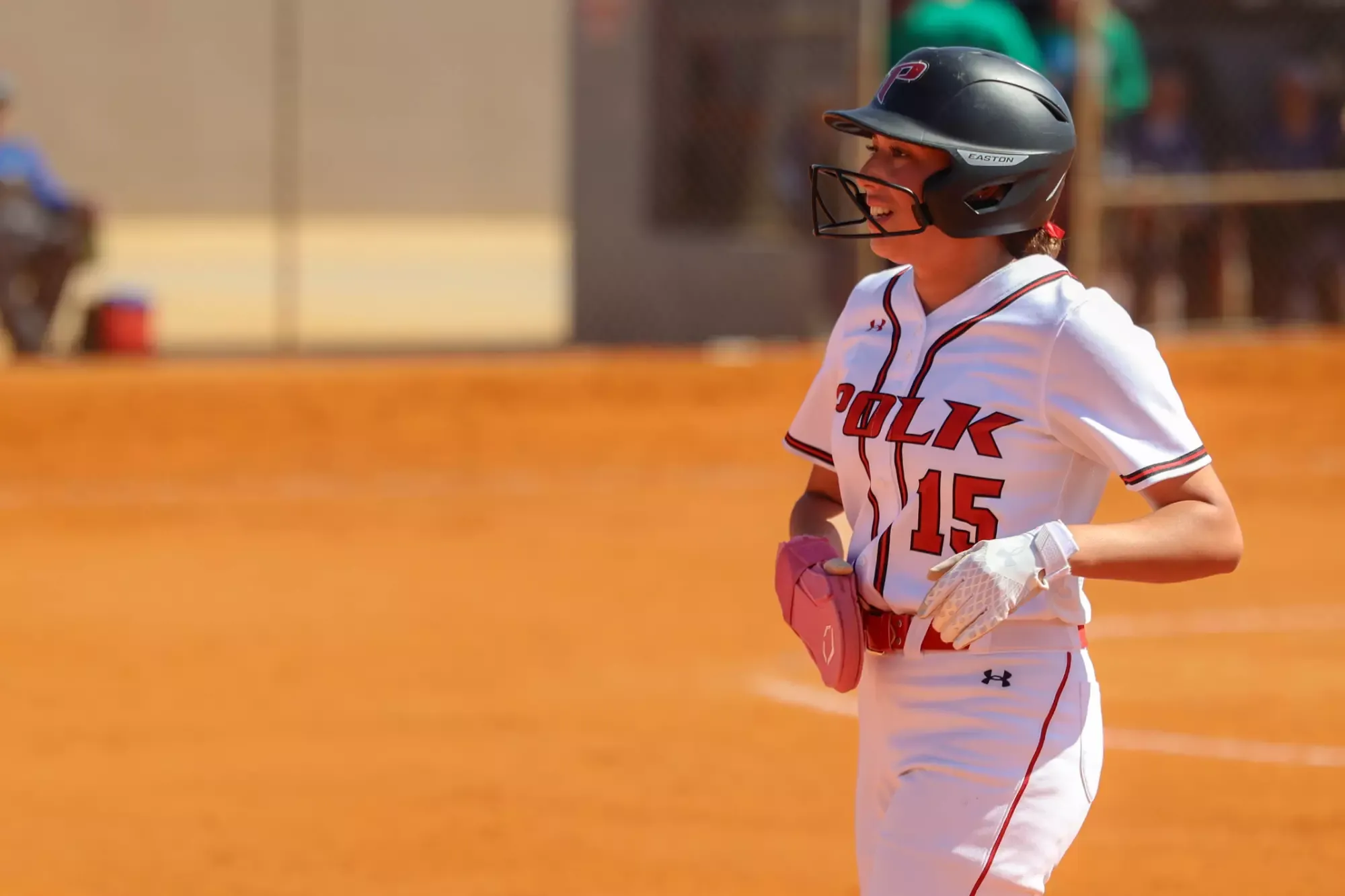 Vargas heads back to first base after a foul ball