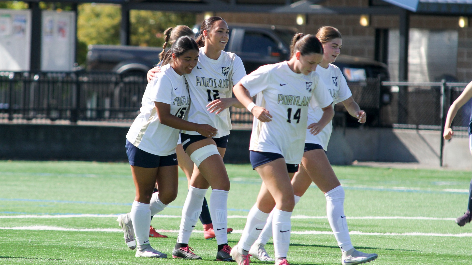 Women's Soccer celebrate goal